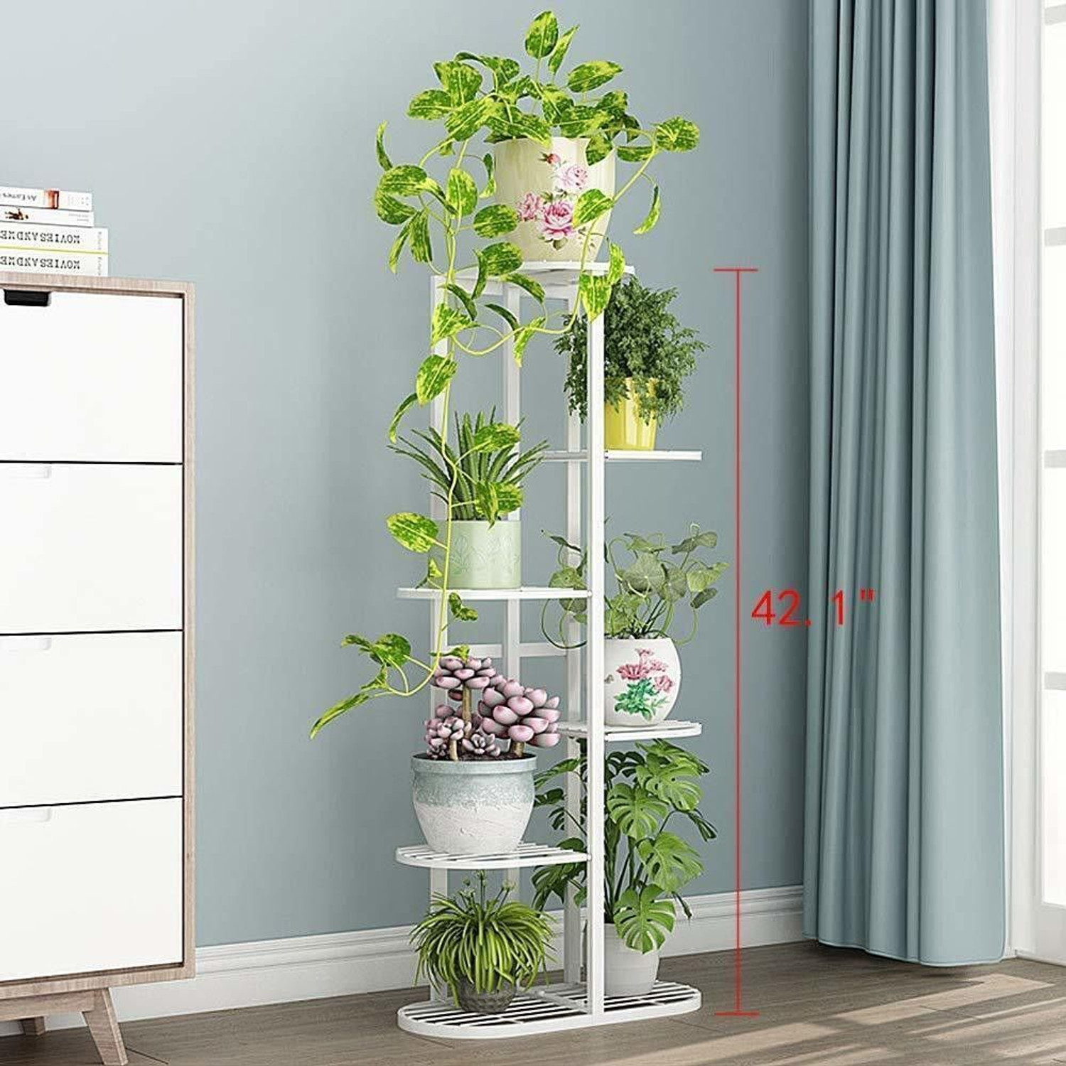Image of EzzuCrafts 7 POT STYLISH PLANTER STAND FOR INDOOR OUTDOOR BALCONY (WITHOUT POT) Plant Container Set