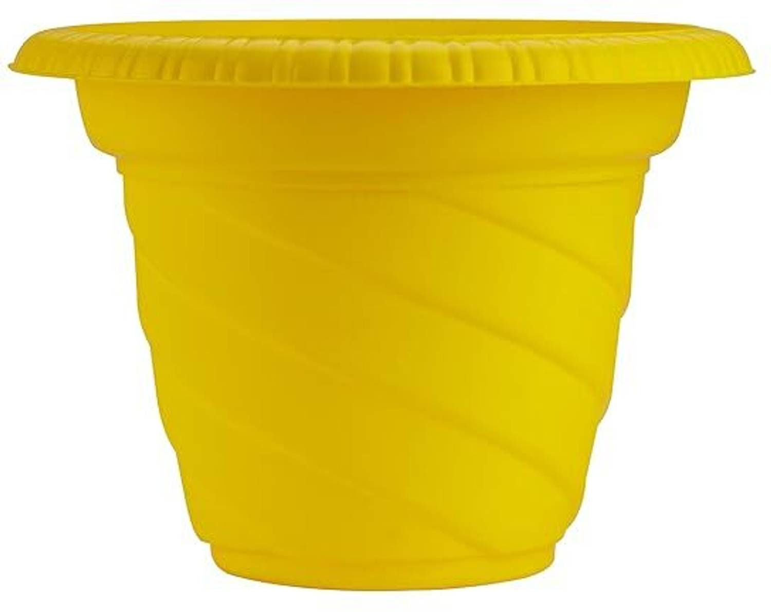 Bluevista Twister Yellow Decorative Plastic pots 10" Planters gamla for Terrace & Garden Plant Container Set