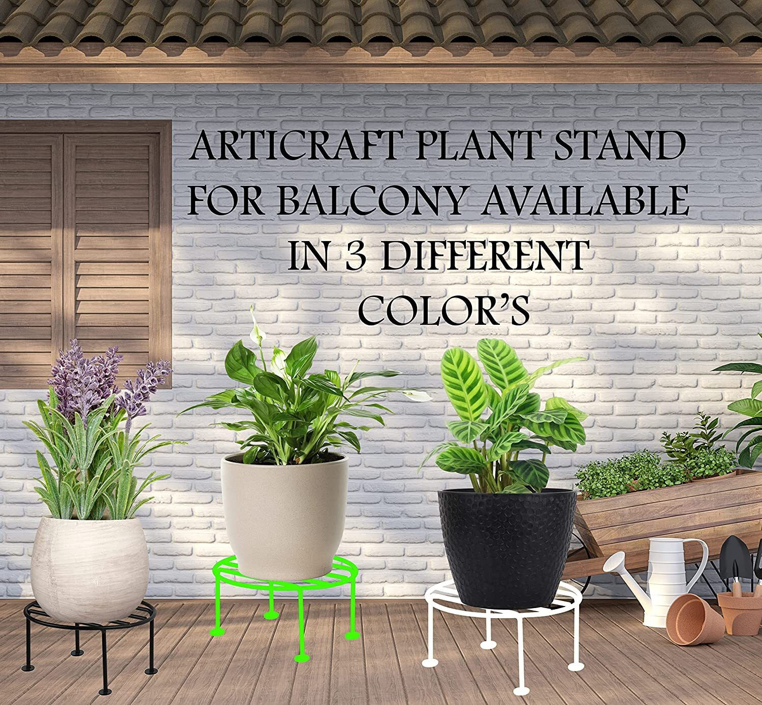 Image of ikram Flower Pot /Plant Stand for Home Garden Black Plant Container Set