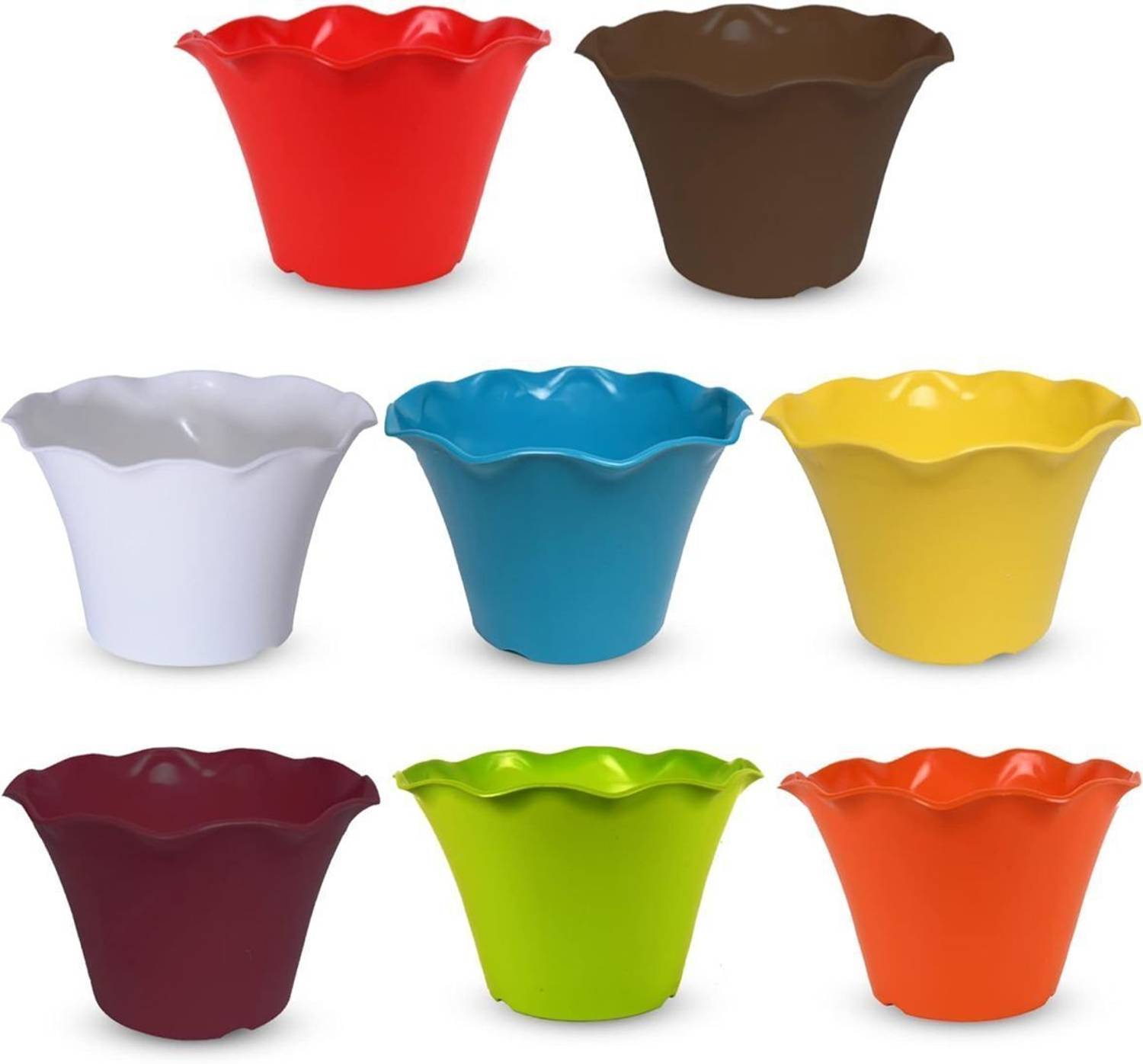 blooming furnancy Plastic Flower Pot 8 inch Decorative Beautiful & Colourful Table top Plant Container Set