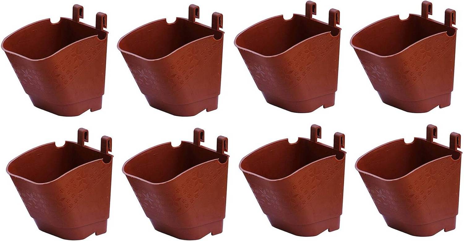 Agritech Emart Agritech Vertical Garden Wall Hanging Pot (Brown, Pack of 8) Plant Container Set
