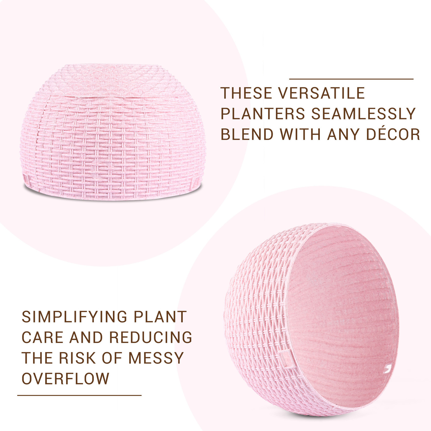 Image of KUBER INDUSTRIES Marble Euro Hanging Flower Pot for Home & Garden|7 Inch|Pack of 2|Pink Plant Container Set