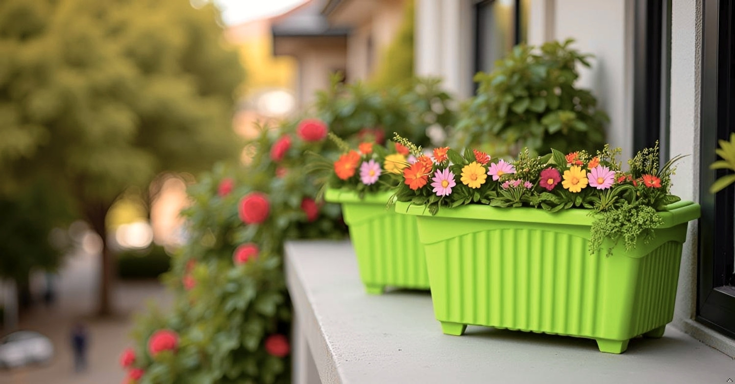 Image of RAWAT ENTERPRISES Premium Look 14 inch Rectangular Pots Home & Balcony Garden Pot Plant Container Set
