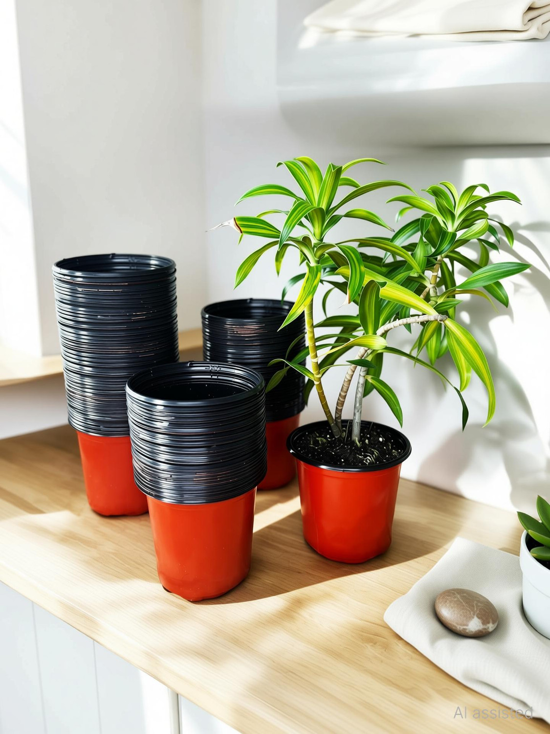 Image of SaplingsWorld Thermo Plastic Flower Pot | 5 inch size | Plant Container Set