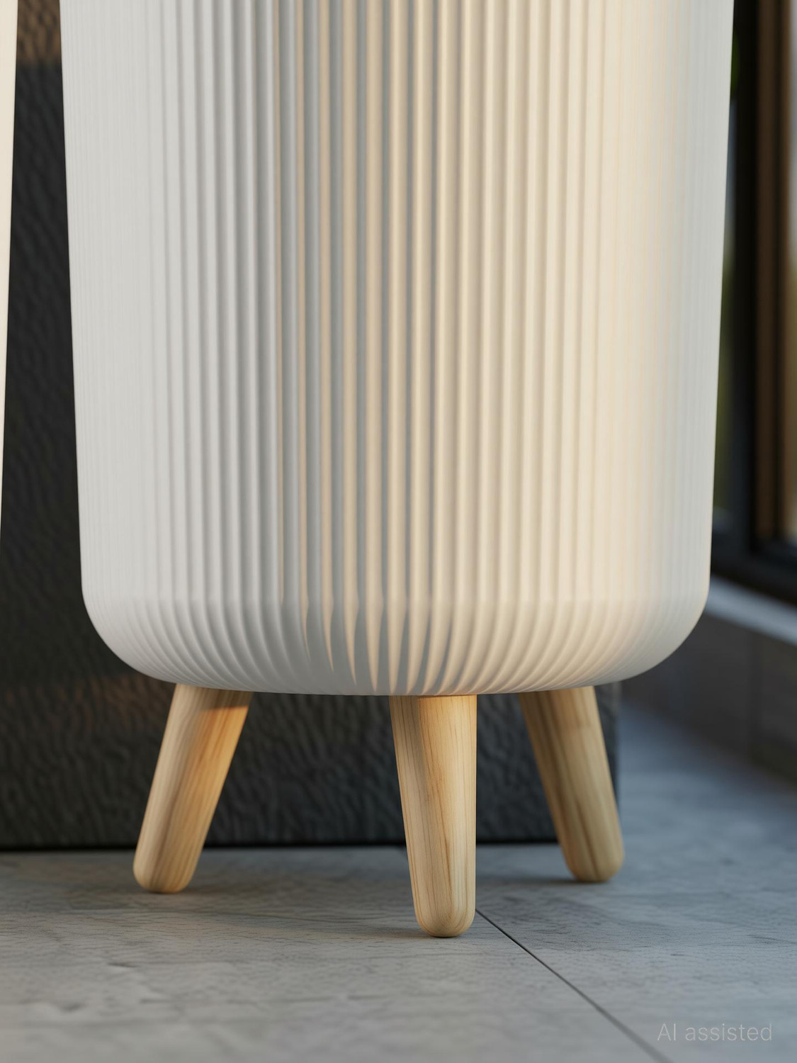 Image of Radhe Mart Pack of 2 Modern White Plastic Plant Pot with Wooden Legs, Plastic Vase
