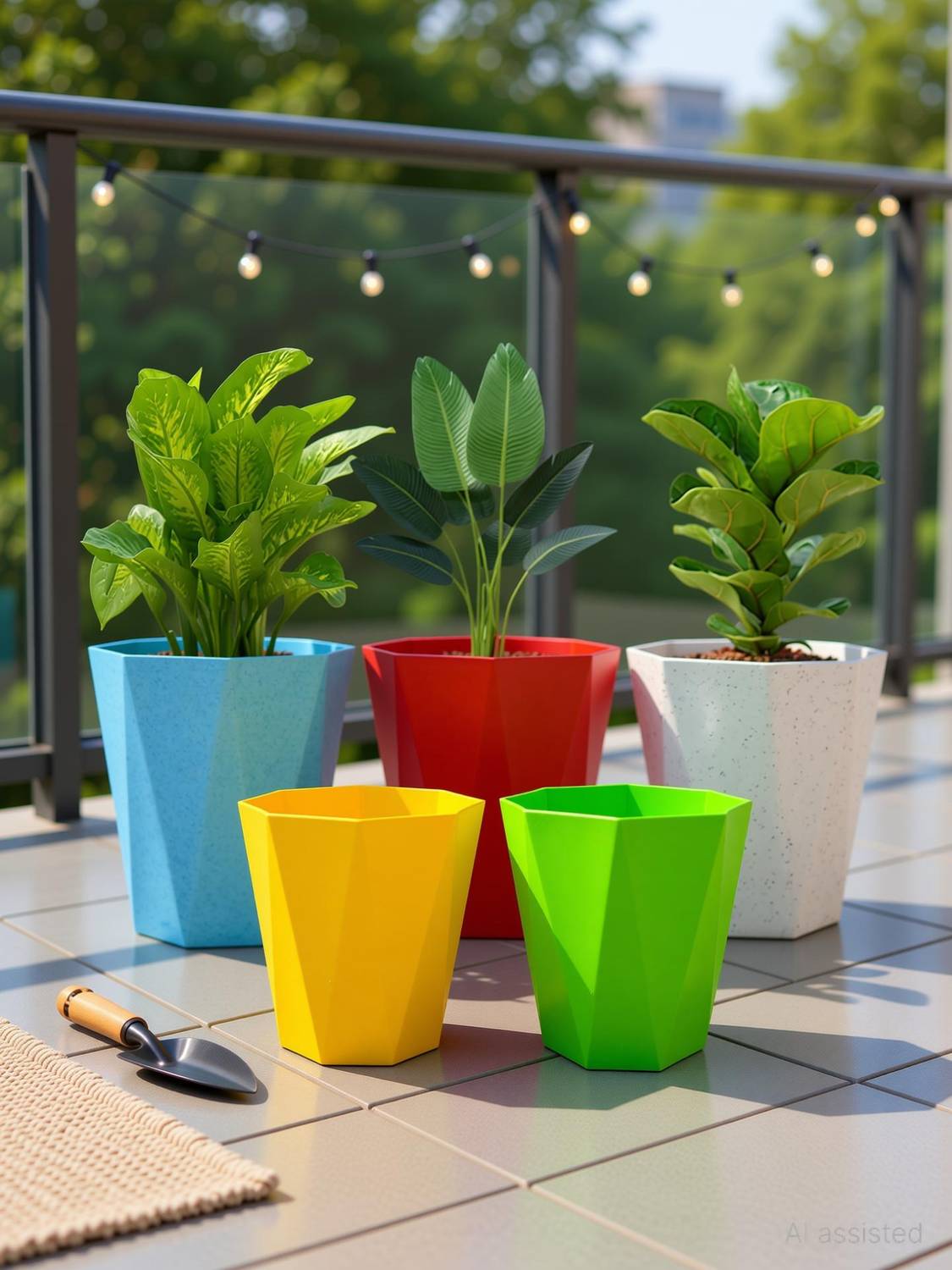 Blooming Enterprises DYNA FLAT planters pots decorative flower pots 10inch pack of 5 multicolor Plant Container Set