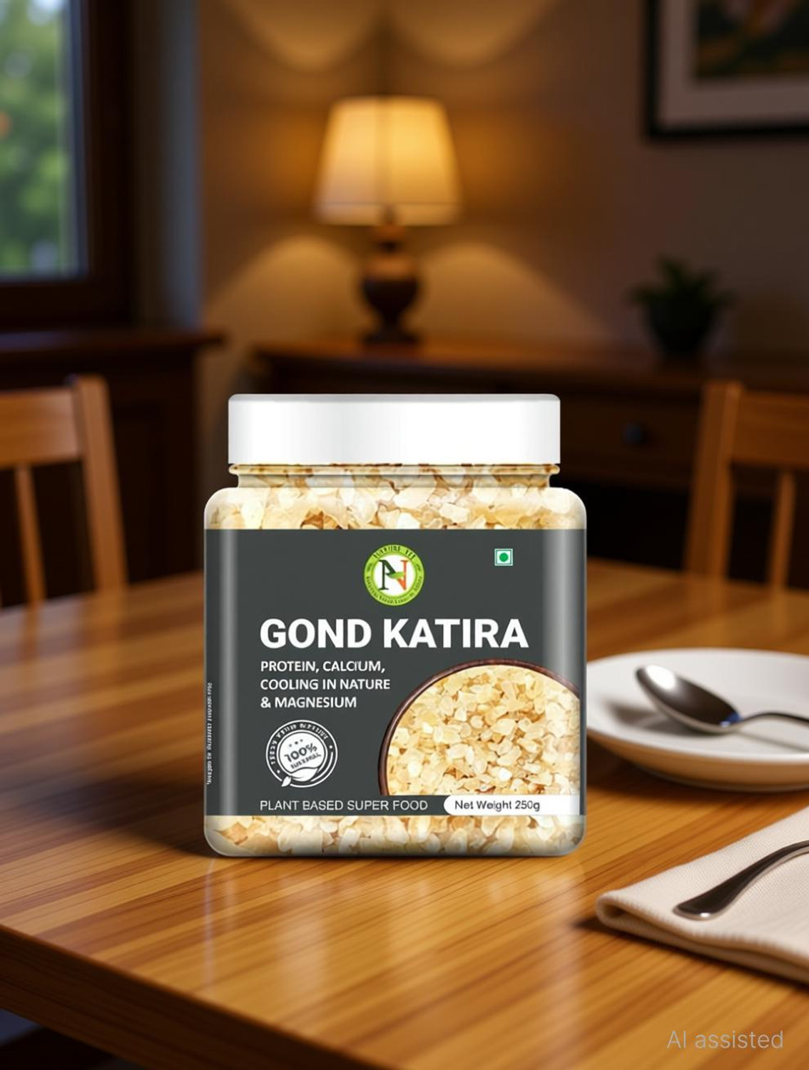 Image of Nature Vit Pure Natural Gond Katira, 250g (Jar Pack) (Edible Gum) - Tragacanth Gum Seed