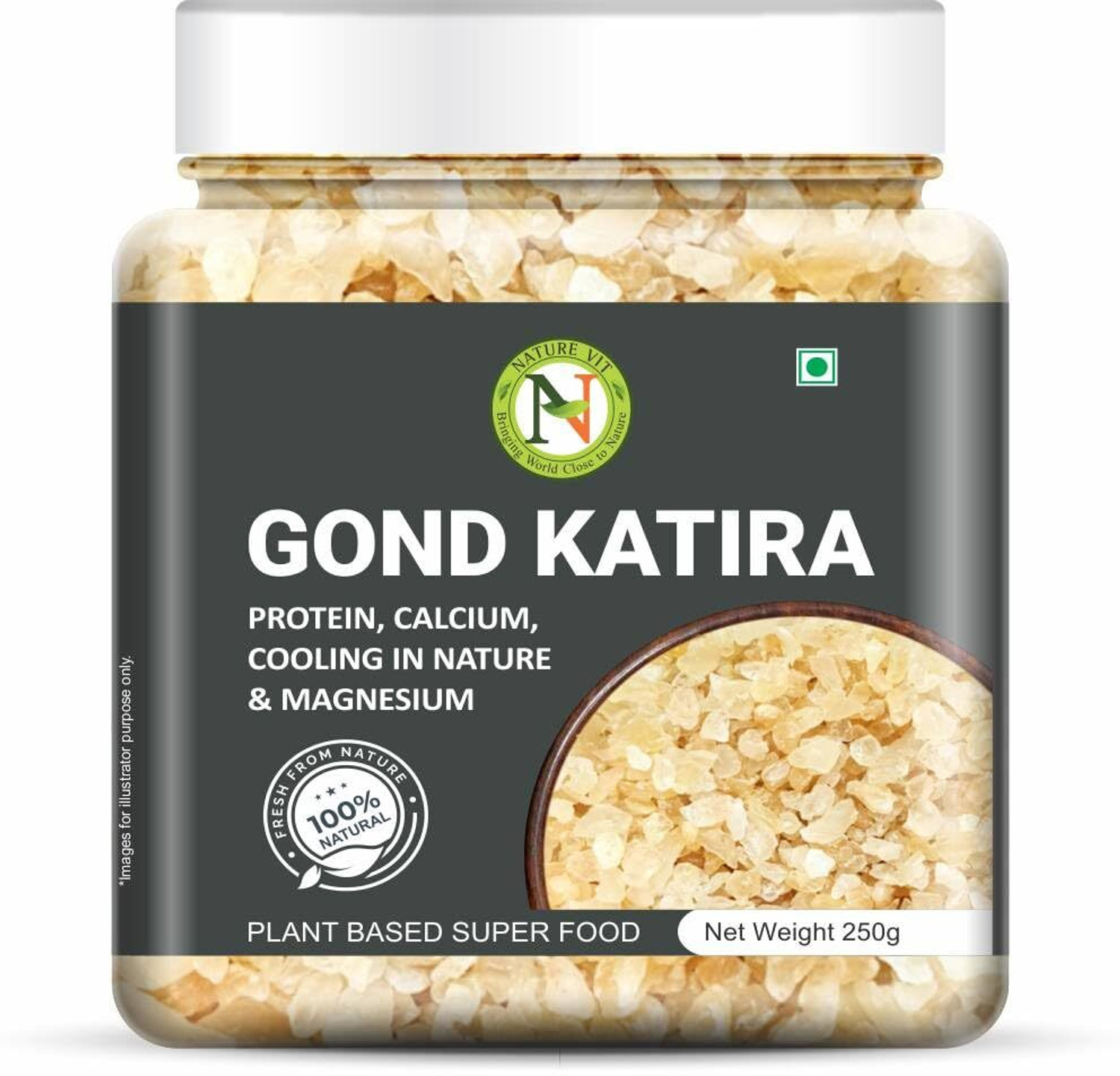 Image of Nature Vit Pure Natural Gond Katira, 250g (Jar Pack) (Edible Gum) - Tragacanth Gum Seed