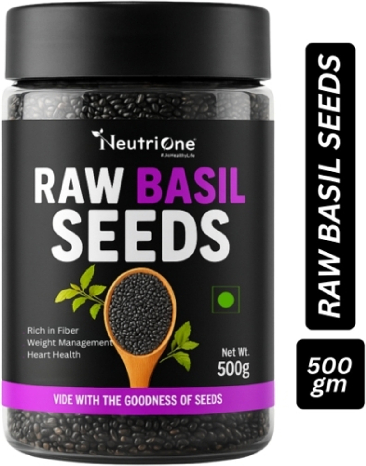 Image of NeutriOne Raw Basil Seeds, Sabja Seeds, Tukmariya Seeds Seed