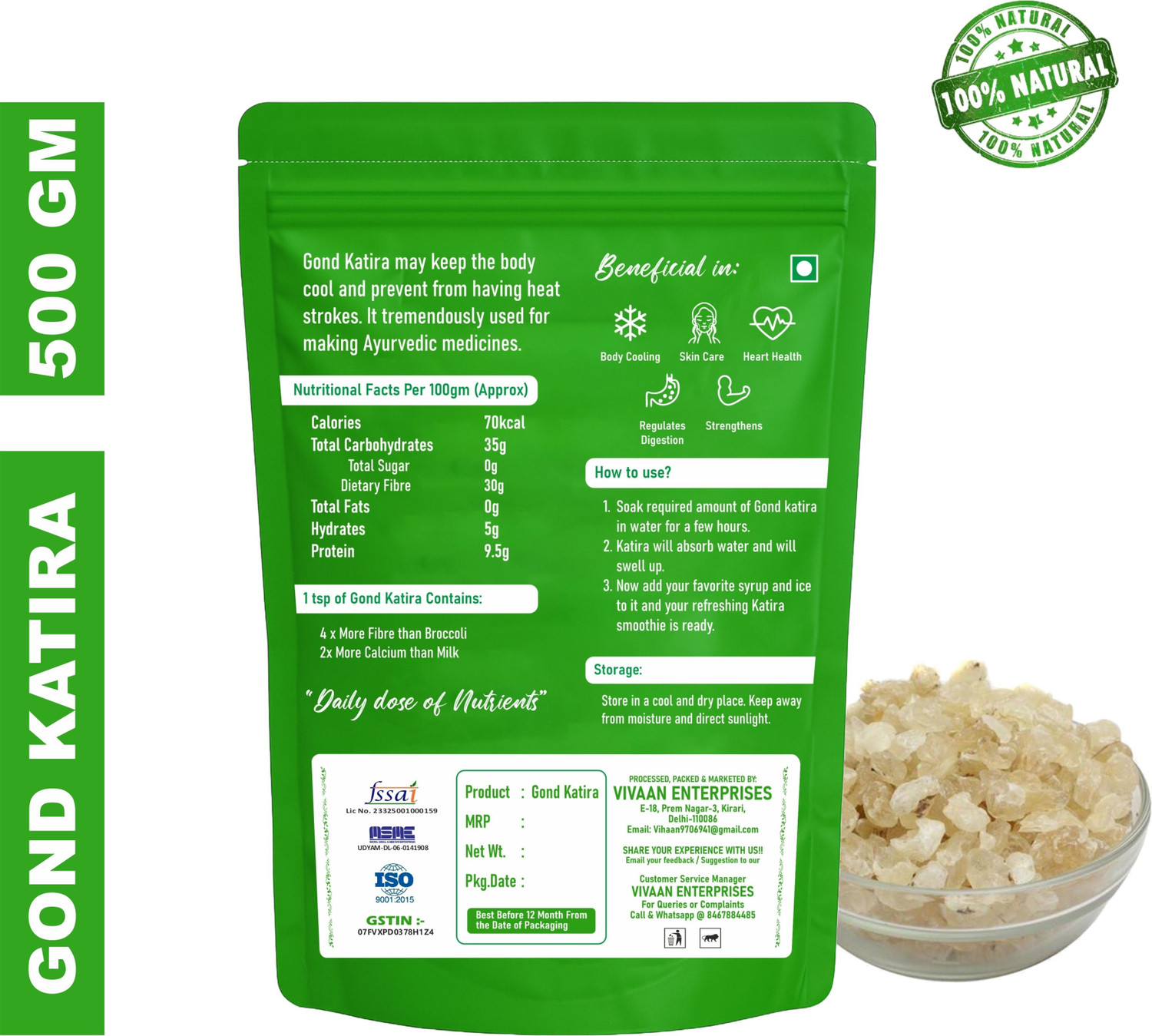 Image of Nutriffin Organic Gond Katira Pure (Edible ) | Tragacanth | Keep body cool | Dried Gum Seed