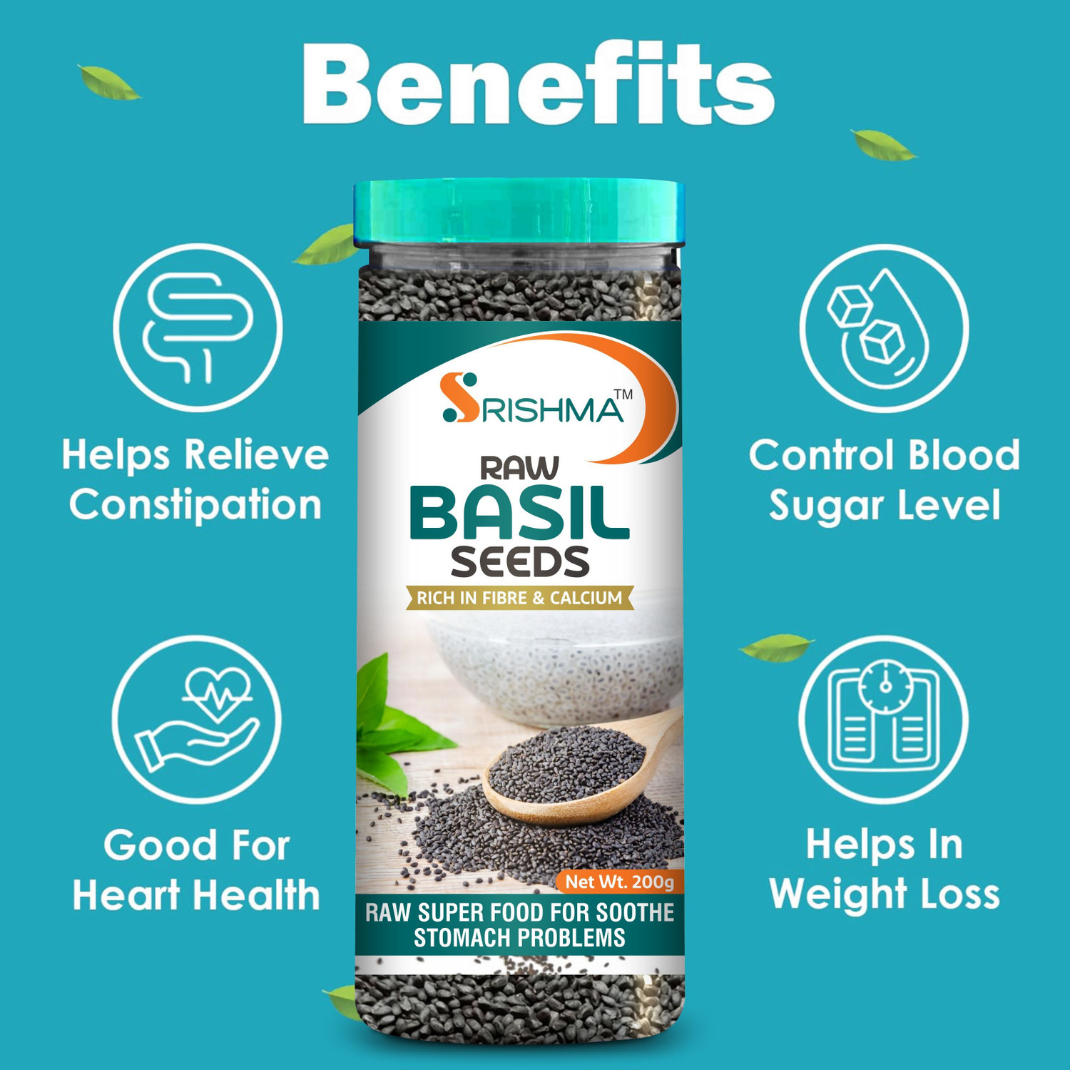 Image of Srishma Raw Basil / Sabja /Tukhmariya seed for Weight loss with Omega 3 , Zinc and Fiber Basil Seeds