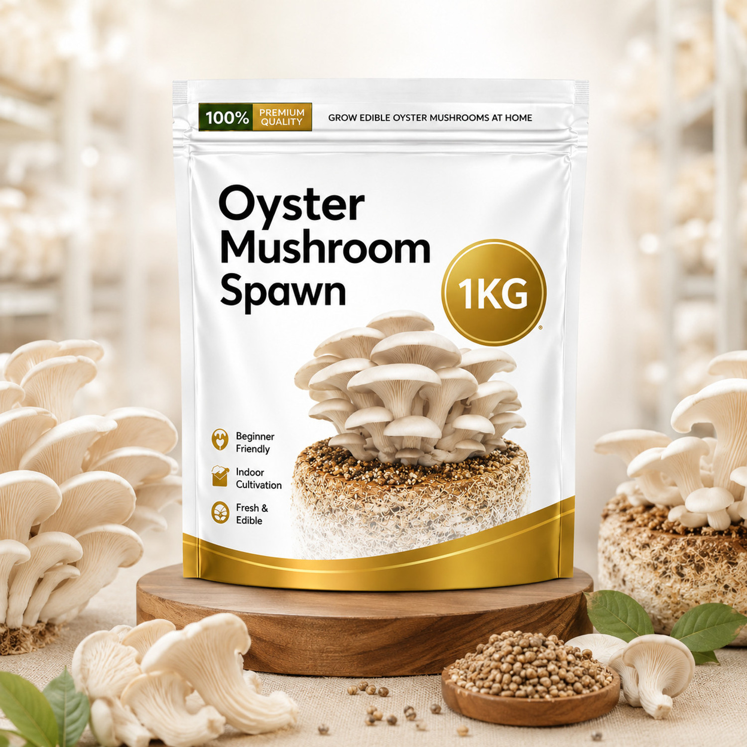 Image of ITU Oyster Mushroom Spawn |, Easy Grow |, Fresh & Edible |, Grow Spawn Pack Seed