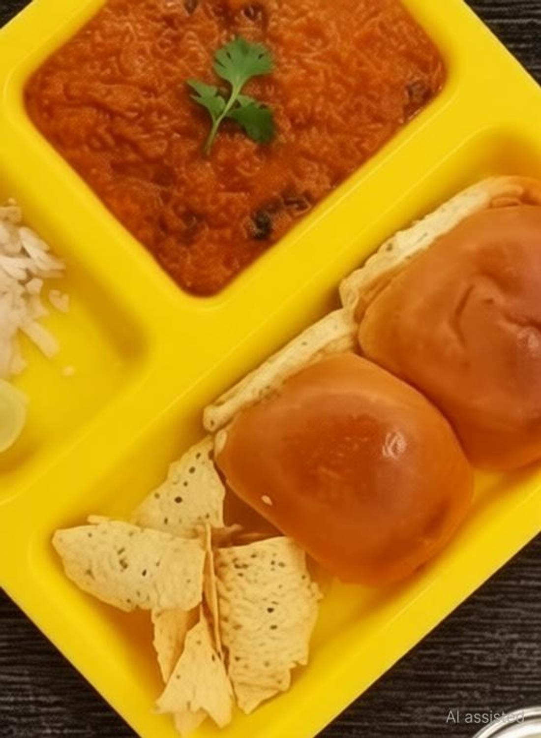 Kanha Plastic Food-Grade Plastic 3 in 1 Compartments Pav Bhaji Plate,serving plate yellow Sectioned Plate