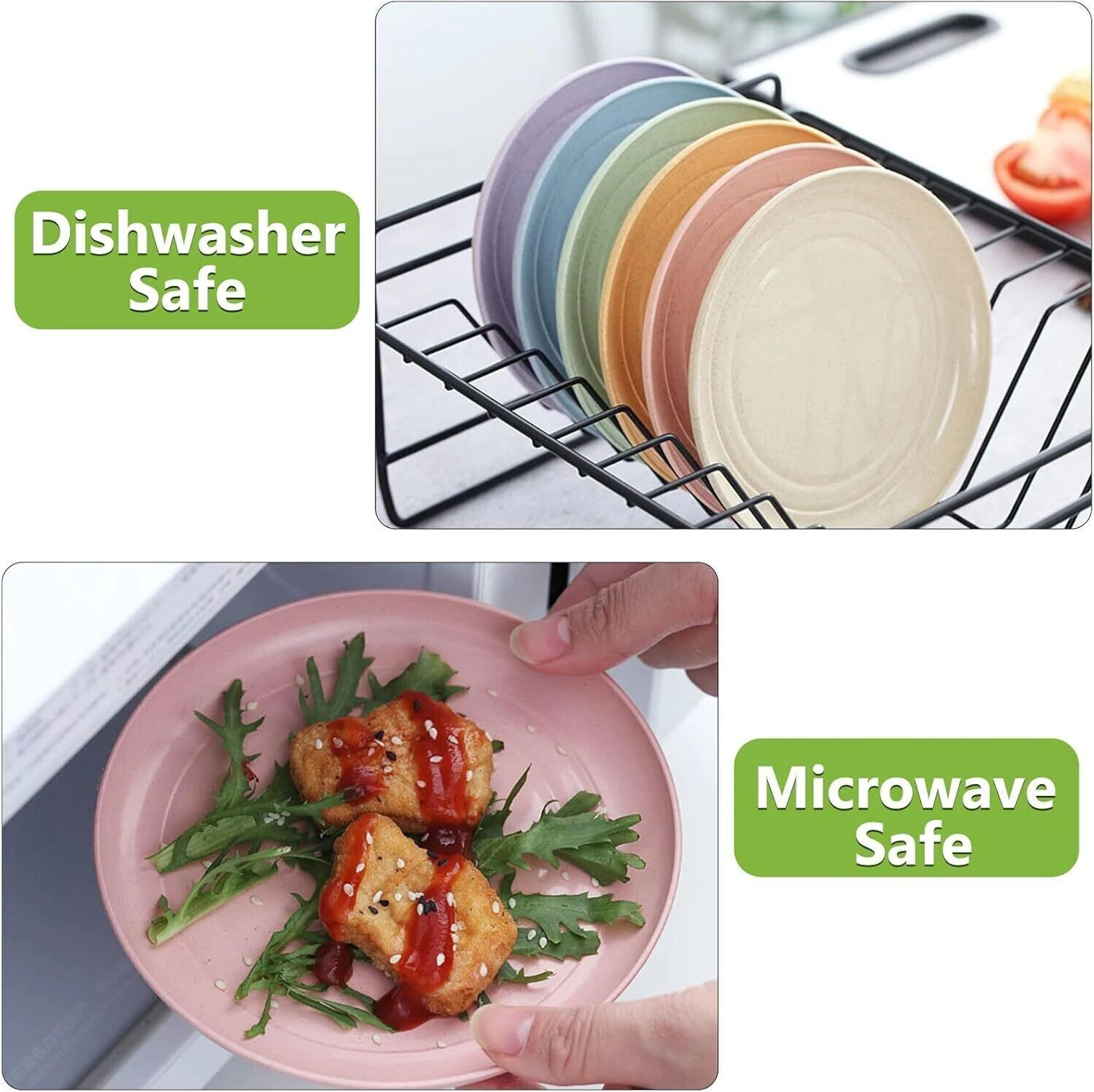Image of openZest Lightweight Wheat Straw Plates, Unbreakable Deep Dinner Plates 25cm (12Pcs). Dinner Plate