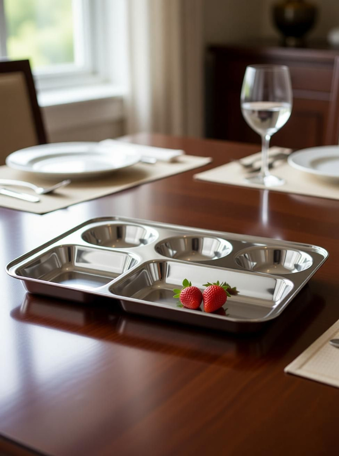 Image of MSSteel Stainless steel bhojan thali / compartment plate / Sectioned Plate Sectioned Plate