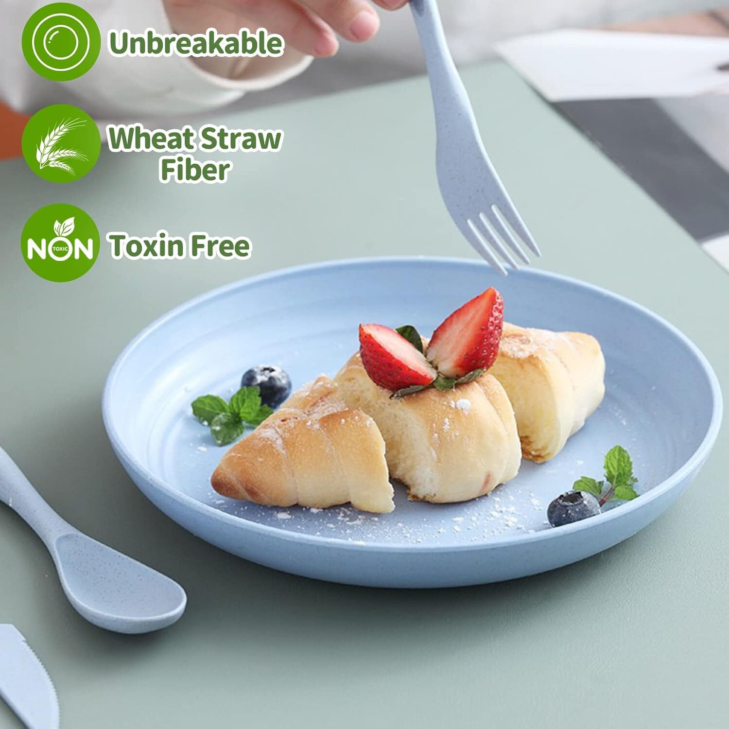 Image of openZest Lightweight Wheat Straw Plates, Unbreakable Deep Dinner Plates 25cm (8Pcs). Dinner Plate