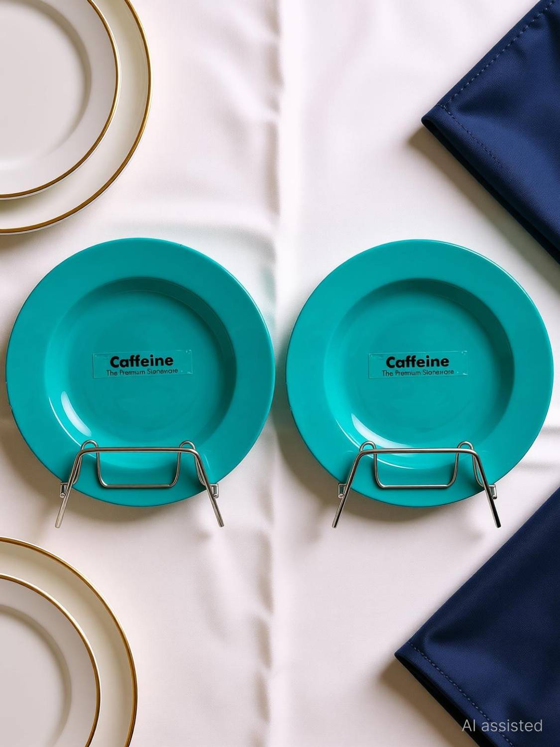 caffeine Ceramic Handmade Sea green 9 inch Charger Plate