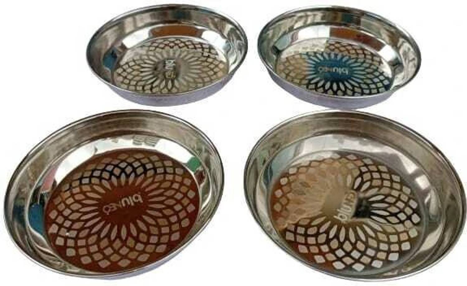 BluNeo Stainless Steel Laser designer Halwa Plate/ Snacks/ Desert Plate Quarter Plate