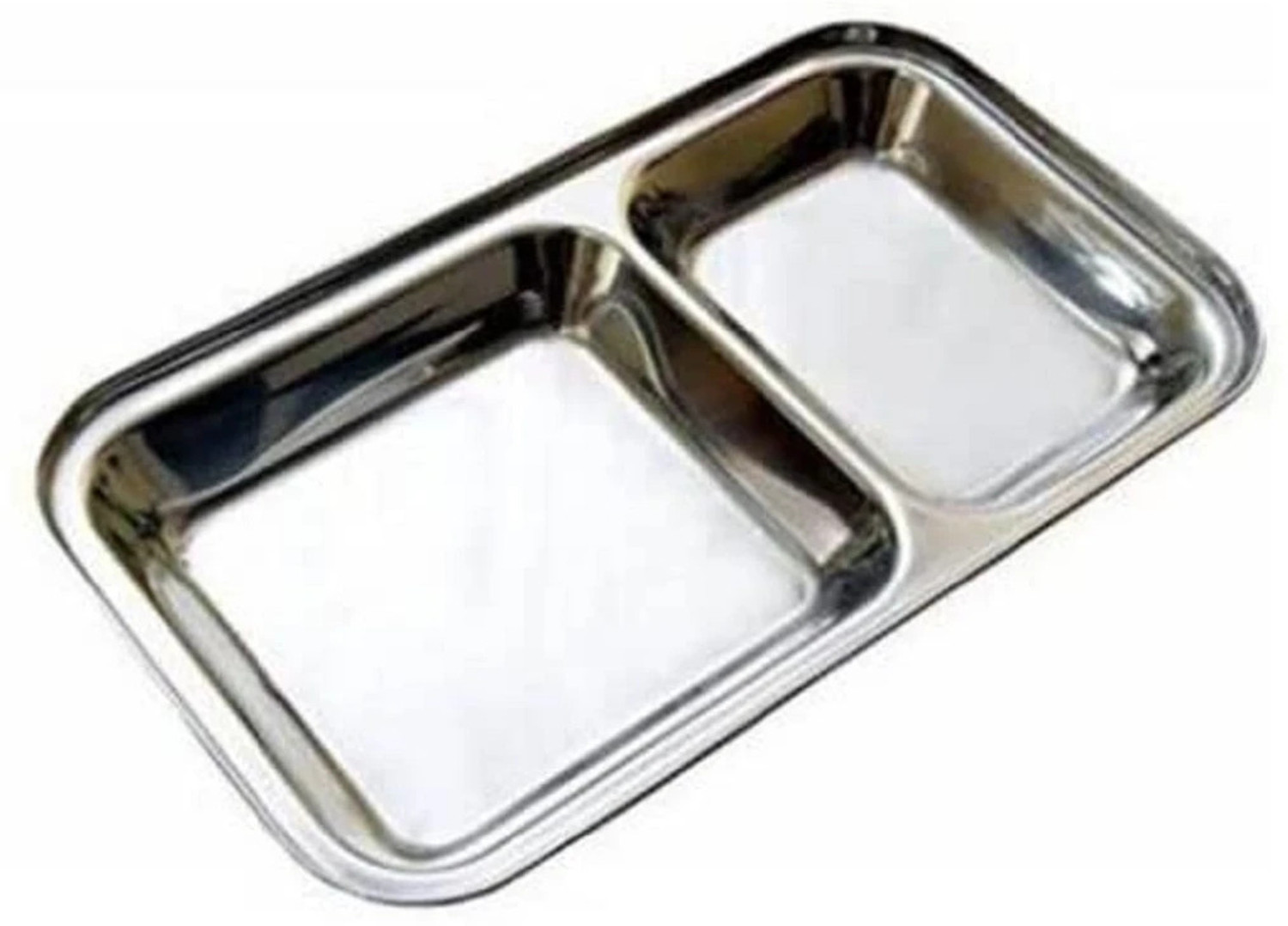 Image of Dynore Stainless Steel 2 IN 1 Two Compartment Nasta /Dinner Plate- Set of 4 Sectioned Plate (Pack of 4)