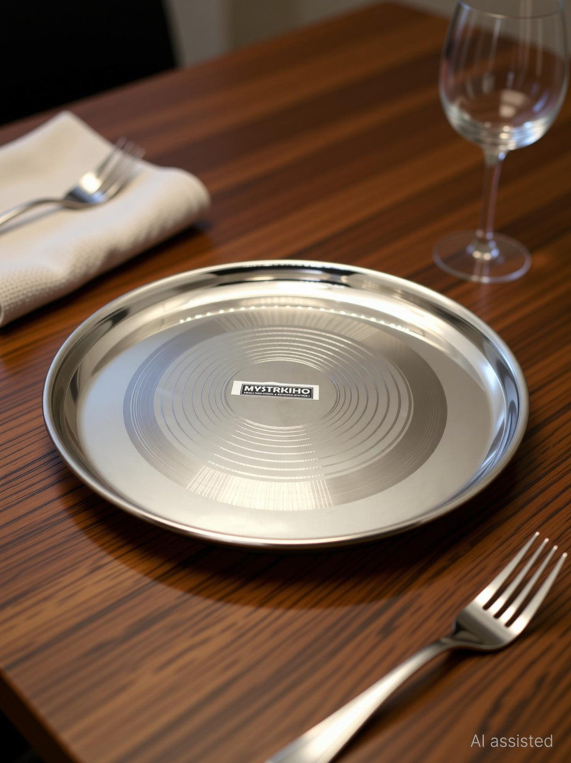 Image of Mystrkiho Stainless Steel Heavy Gauge Dinner Plate for Kitchen and Home Dinner Plate Dinner Plate