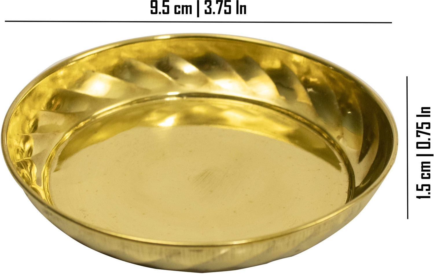 Image of Spillbox Brass Diya Oil Lamp plate for Home Temple Puja Articles Decor Gifts-Ram plate Sectioned Plate