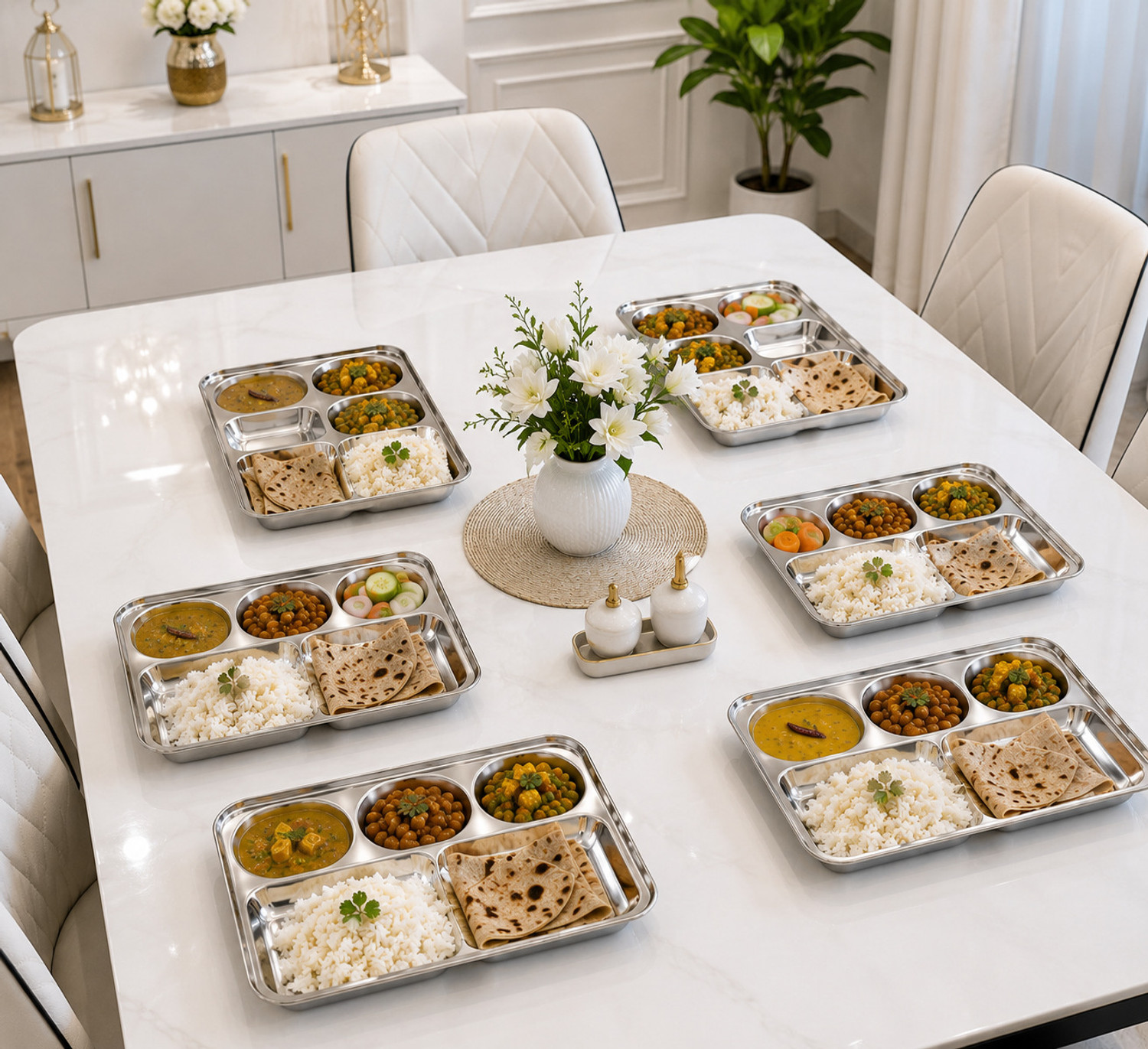 Image of nirton Premium Stainless Steel 5 Compartment Dinner Plate Dinner Plate