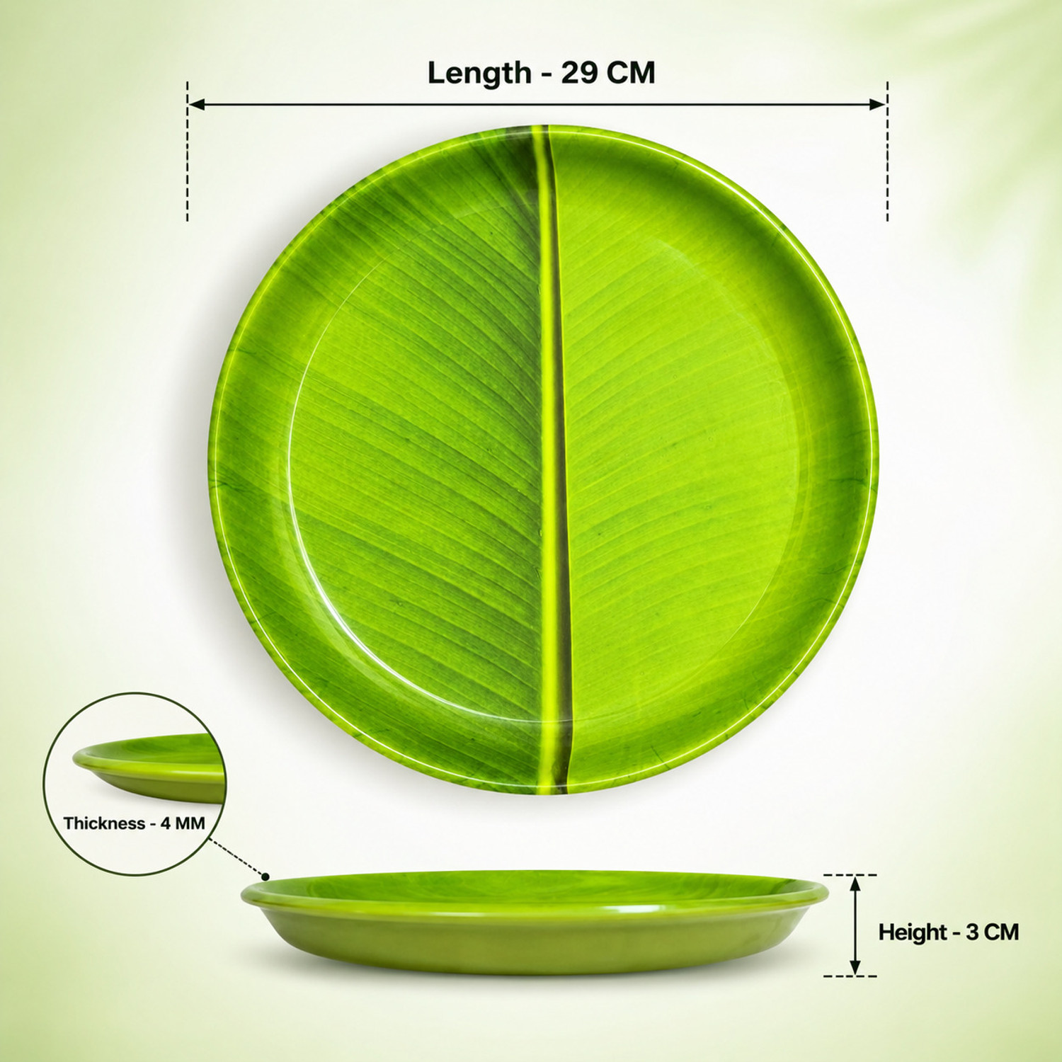 Image of Noman Melamine Banana Leaf Shape South Indian Dinner Plate | Reusable,Lightweight,Tray Dinner Plate