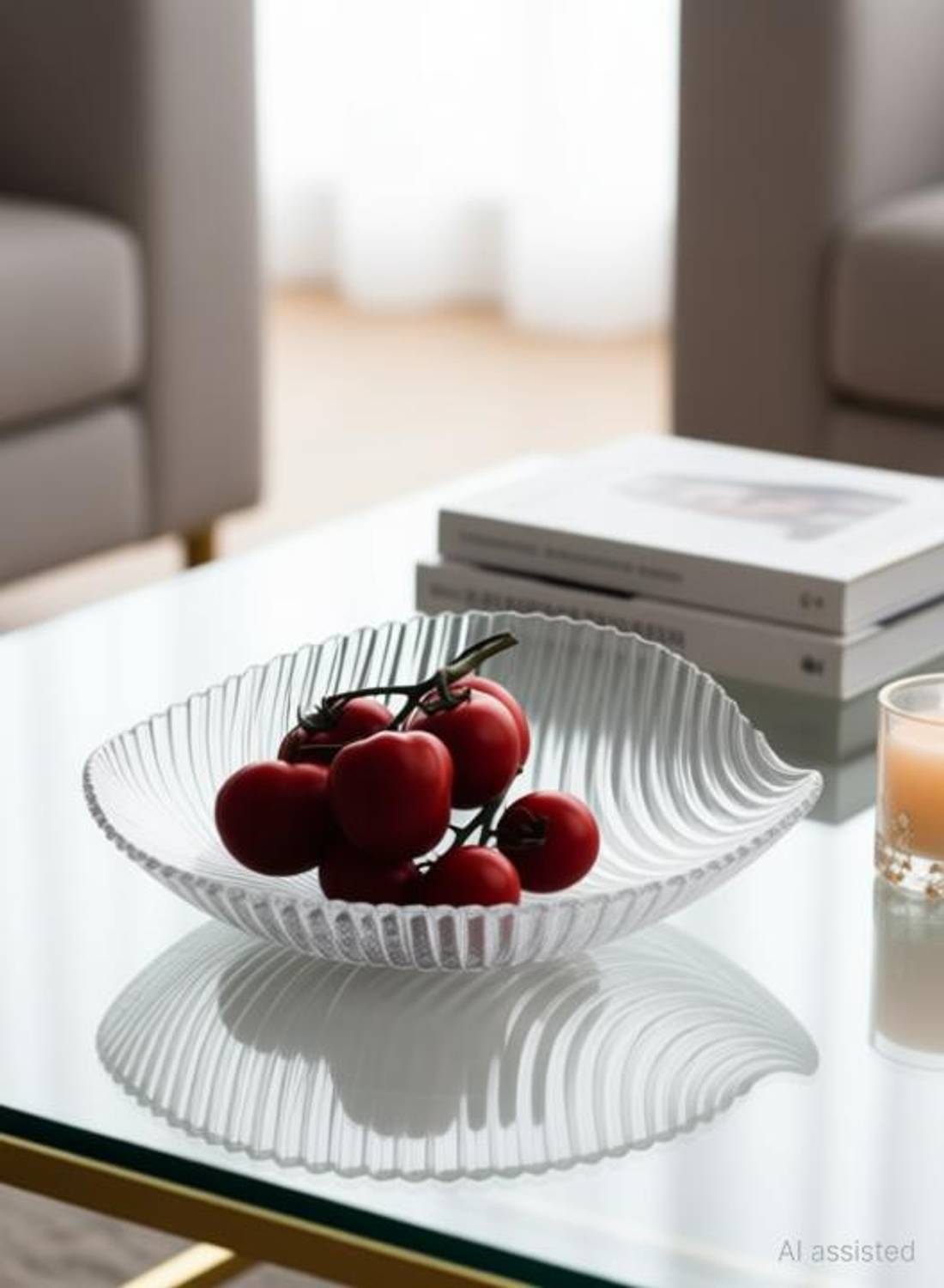 buyeasy LEAF GLASS BOWL (1PC.) HOME DECORATION Tray