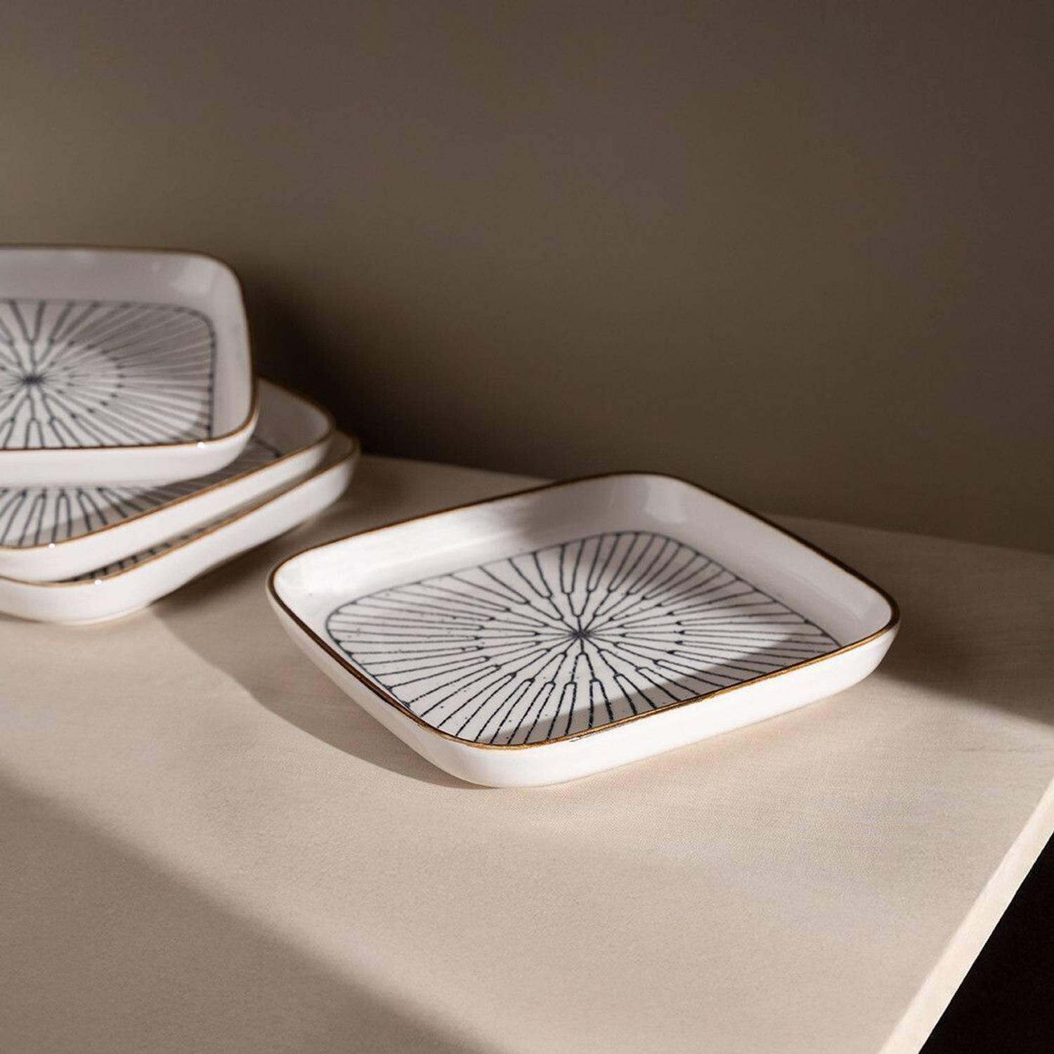 TAKISSO Ceramic Square Set of 6 Serving Plates Tray Price in India