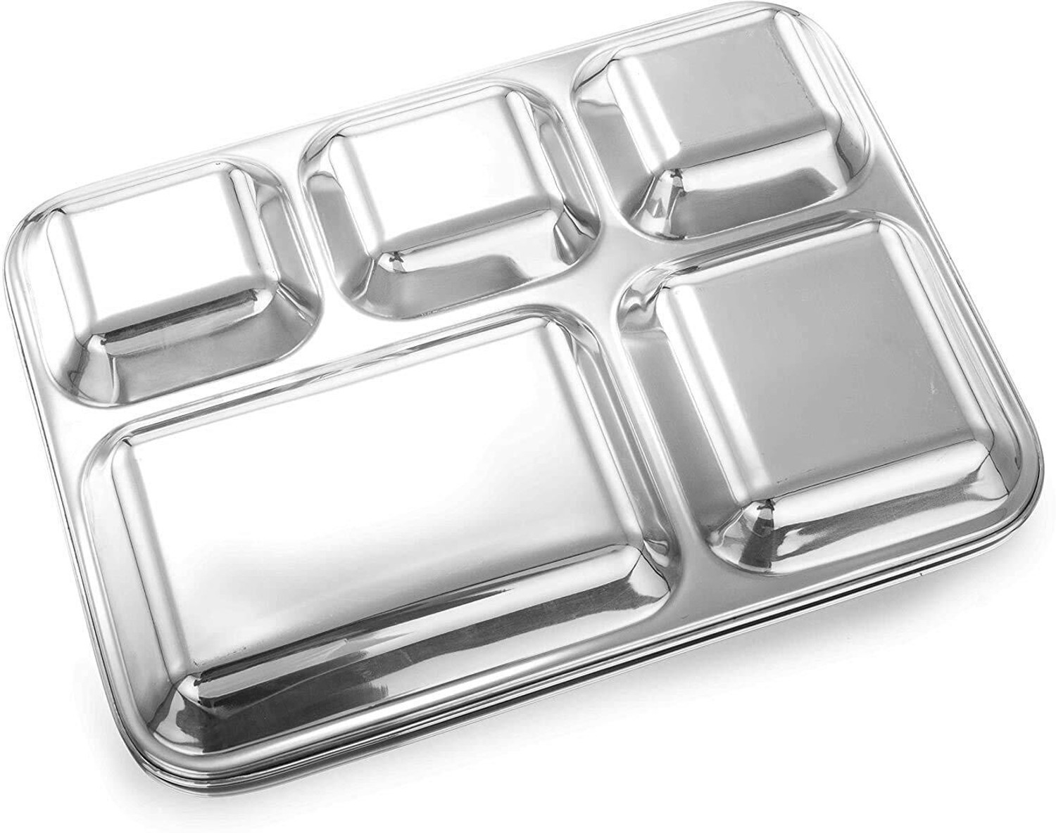 Image of Rosefinch 5in1 Stainless Steel Plates with Compartments /Bhojan Thali /Partition Plates Dinner Plate