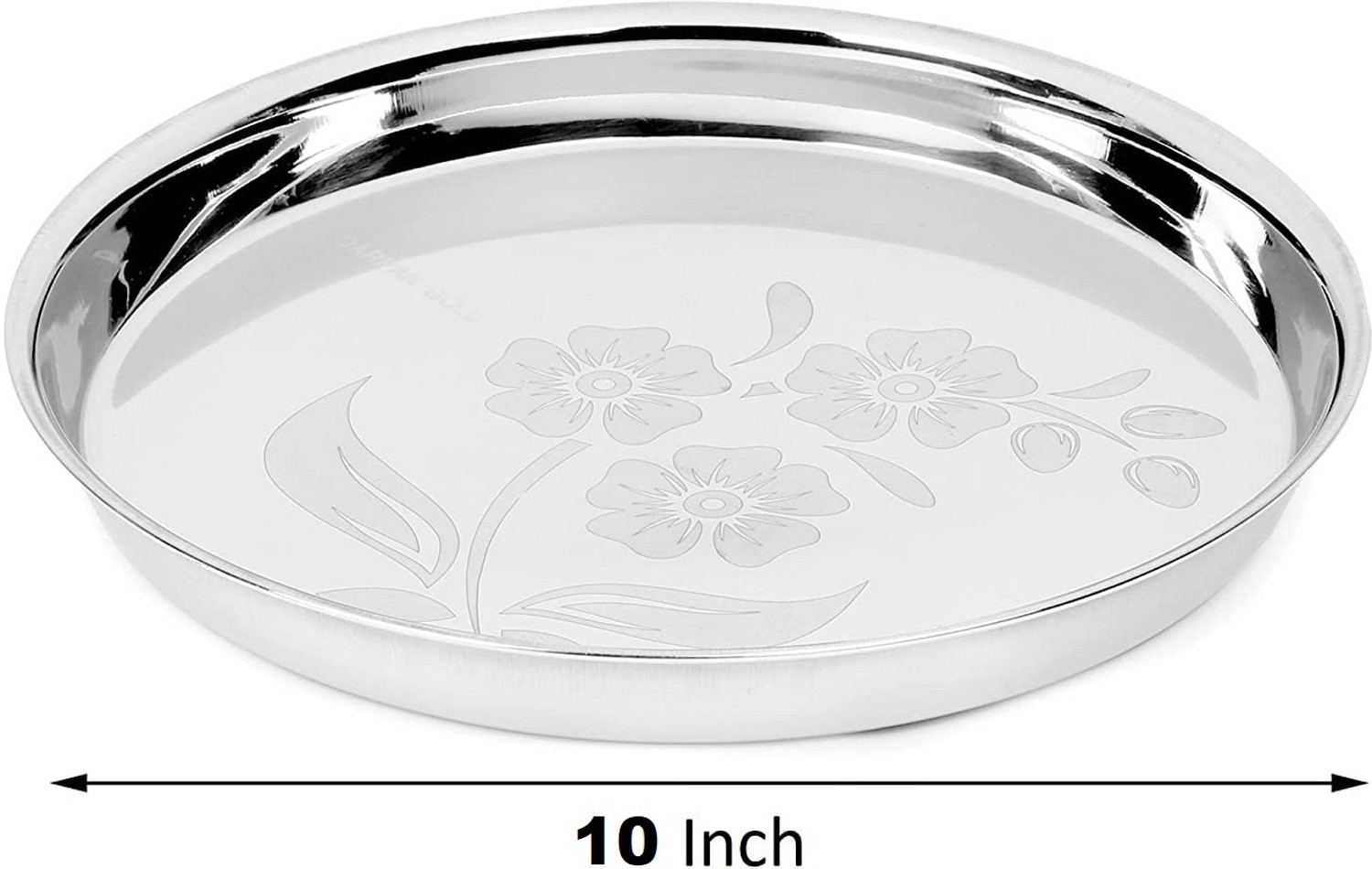 Image of BZILO Stainless Steel Pack Of 6 Plain Full Dinner Deep Thali Mirror Glossy Finish C9 Dinner Plate