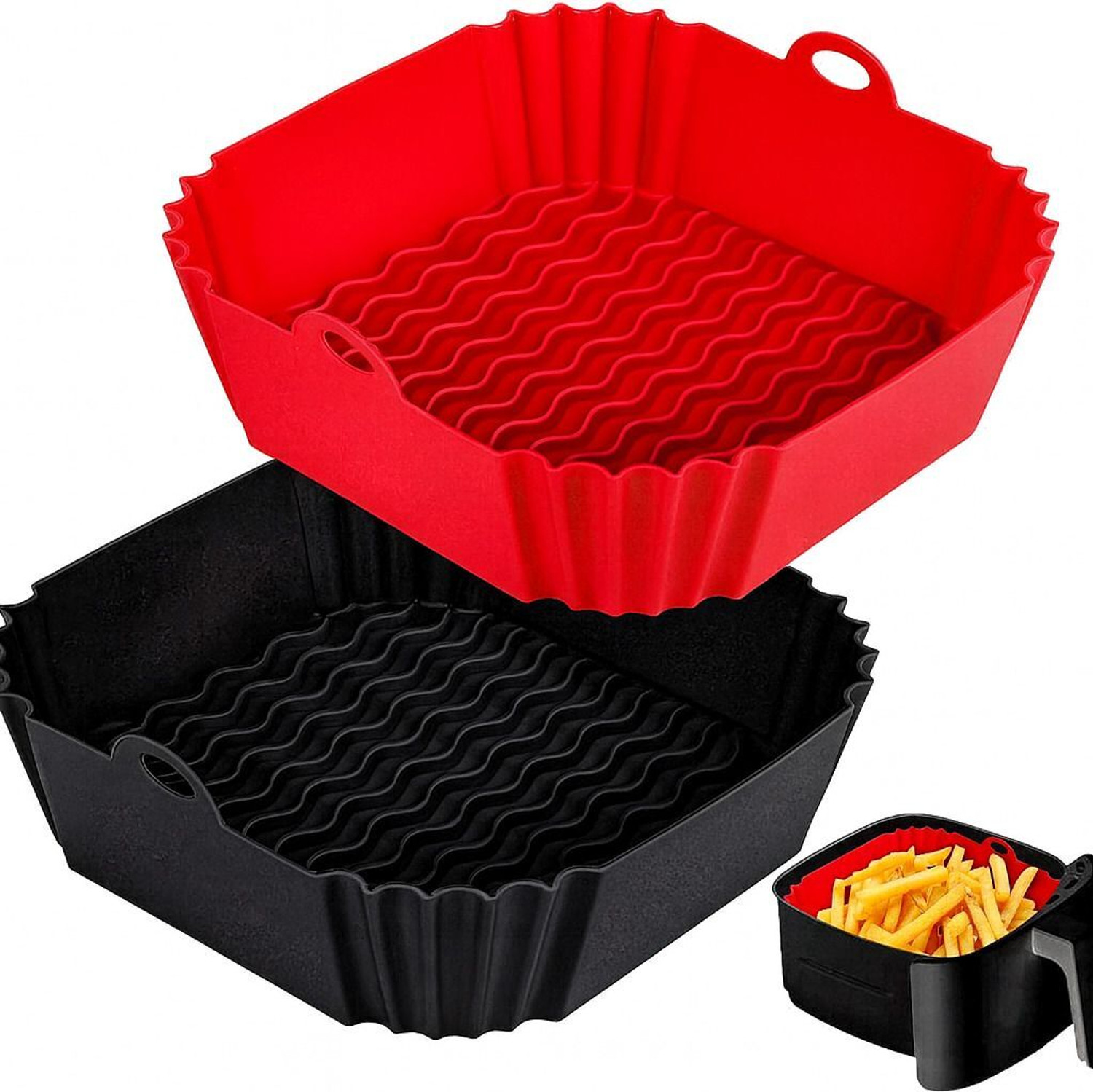 Image of OriwarE Air Fryer Tray Silicon Black Red Tray