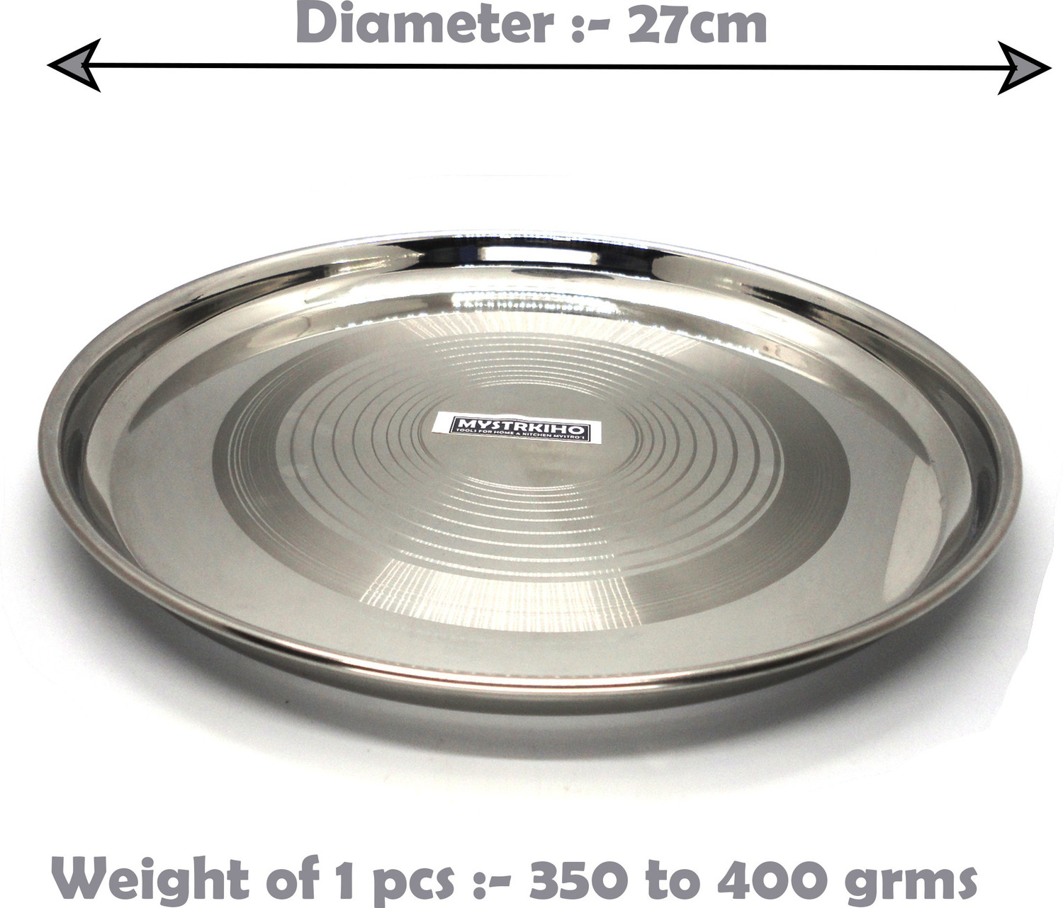 Image of Mystrkiho Stainless Steel Heavy Gauge Dinner Plate for Kitchen and Home Dinner Plate Dinner Plate