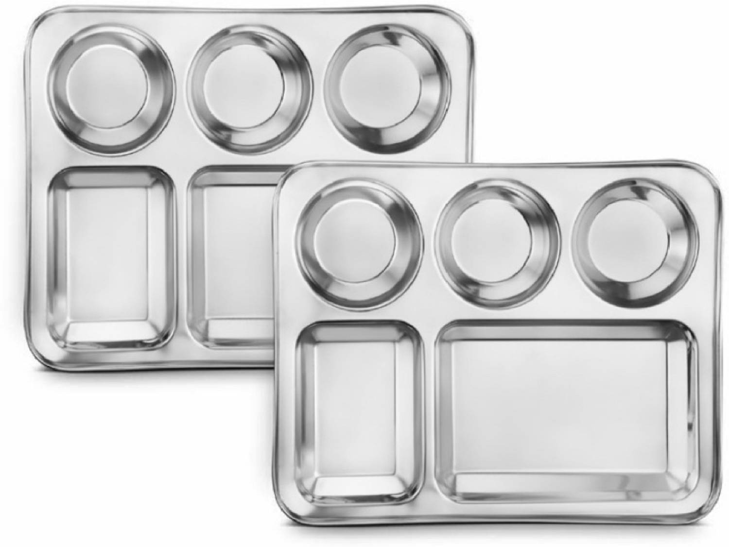 bhojan thal 100% Stainless Steel Plate/Thali Mirror Finish 2 pc Dinner Plate