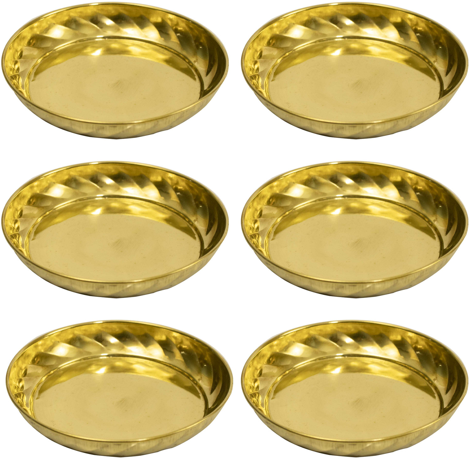 Image of Spillbox Brass Diya Oil Lamp plate for Home Temple Puja Articles Decor Gifts-Ram plate Sectioned Plate