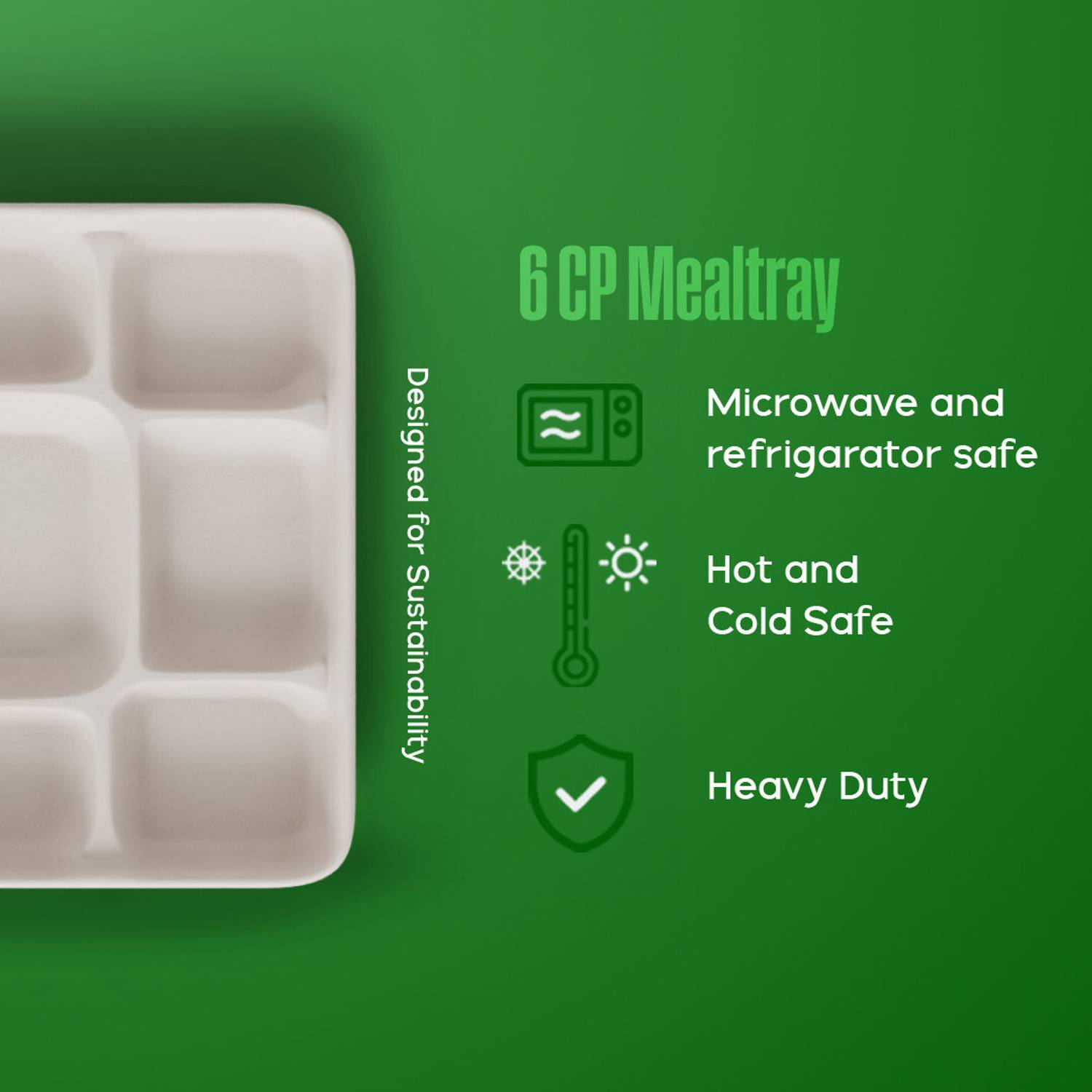 Ecogreenz Disposable Bagasse 6-CompartmentTray|Eco-Friendly