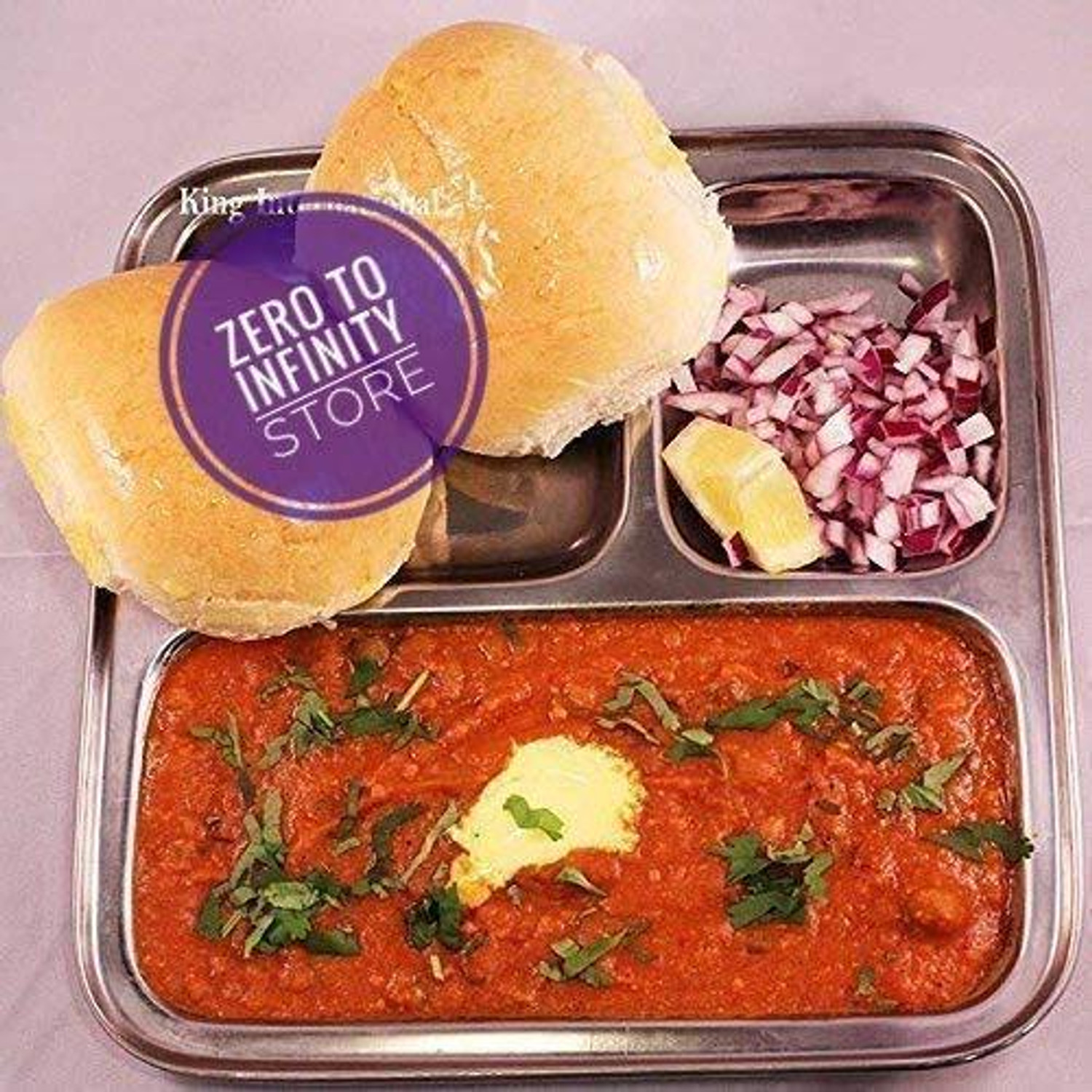 Image of zero to infinity Heavy Duty Stainless Steel Square Dinner Plate with 3 Sections Dinner Plate