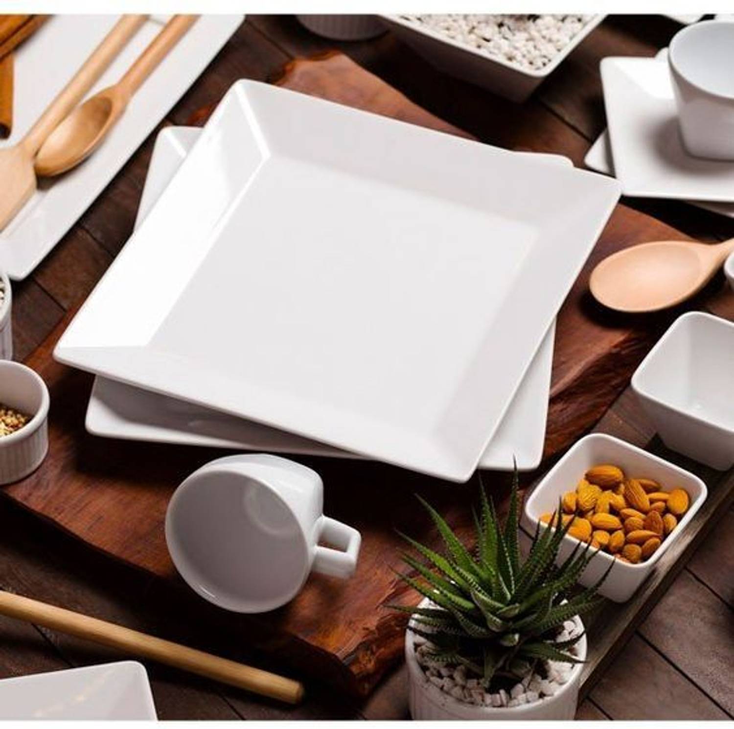 BARCROCK Snack Plate and Salad Plate Small Size Square Design Multipurpose Use Quarter Plate