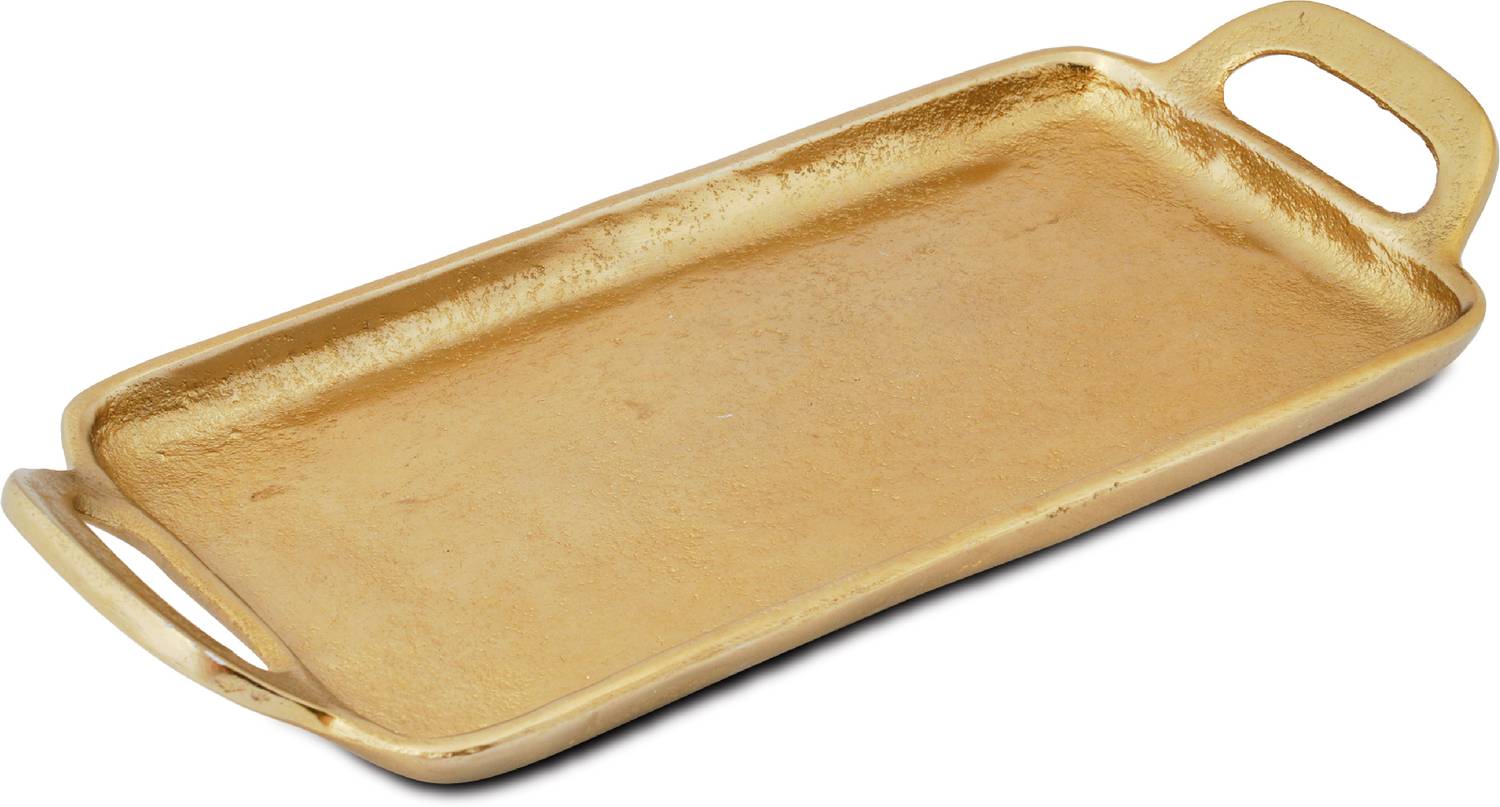 10club Textured Gold Metal Tray - 1 Pc | Elegant and Durable Serveware | 12" Tray
