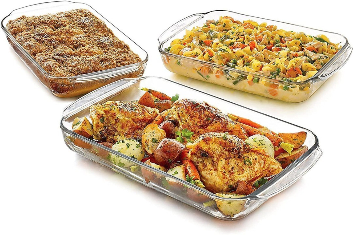 Image of SMILERY Borosilicate Glass Rectangle Baking Dish Microwave Oven Safe, 1600ML Baking Dish