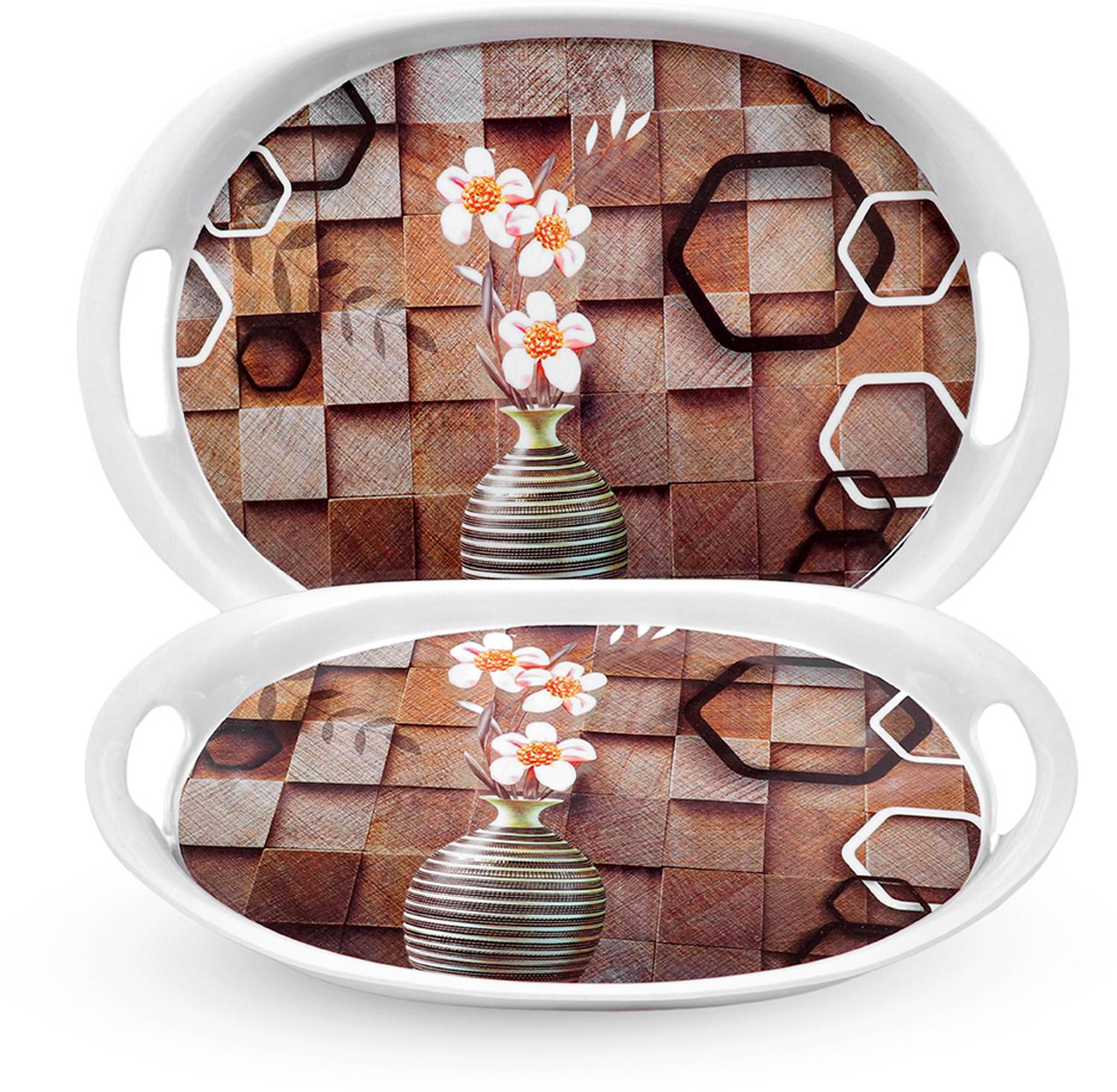 Ariya Melamine Oval Tray Combo | Serving Trays for Snacks, Tea & Dining Tray