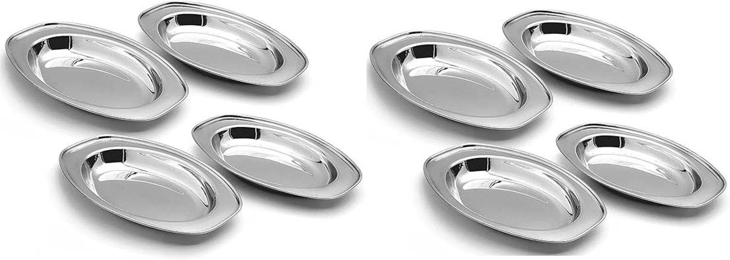 Image of Tannu Carft Steel Serving Plate | Oval Plate Tray
