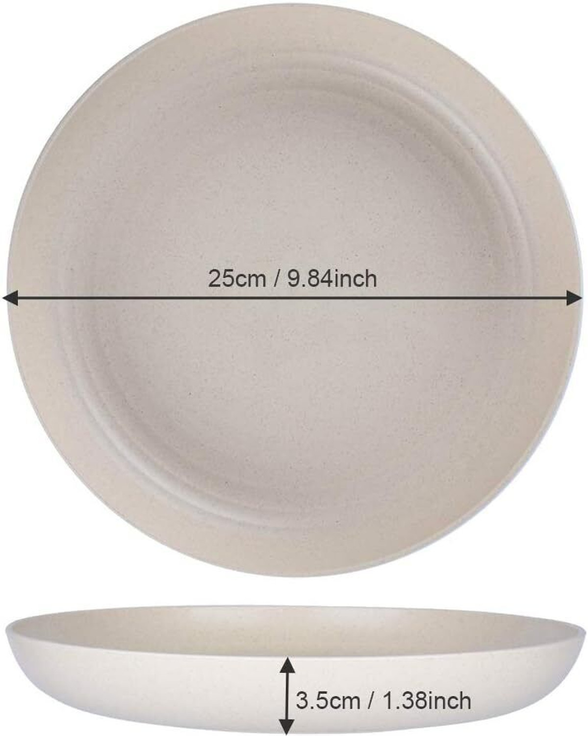 Image of openZest Lightweight Wheat Straw Plates, Unbreakable Deep Dinner Plates 25cm (12Pcs). Dinner Plate