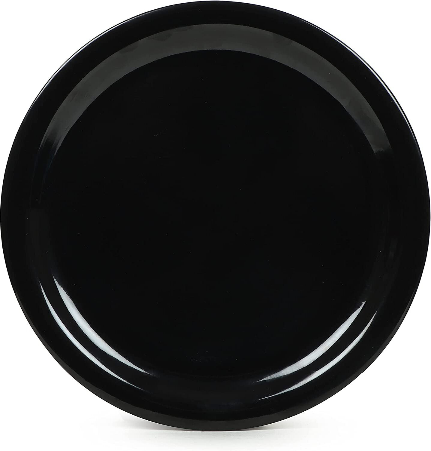 Image of WAVECRAFT DESIGNS Plastic Microwave safe Round Black Glossy Plain Designed (27'cm) Dinner plate Pack of '1 Dinner Set