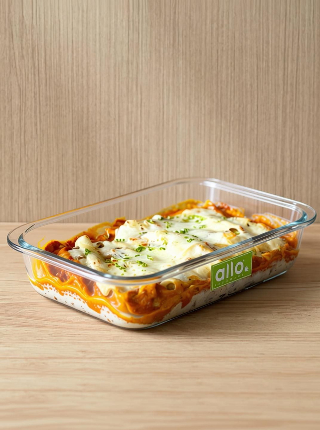 Image of Allo Borosilicate Rectangle Glass Baking Dish, Baking Tray, Microwave Safe, 1600ml Baking Dish