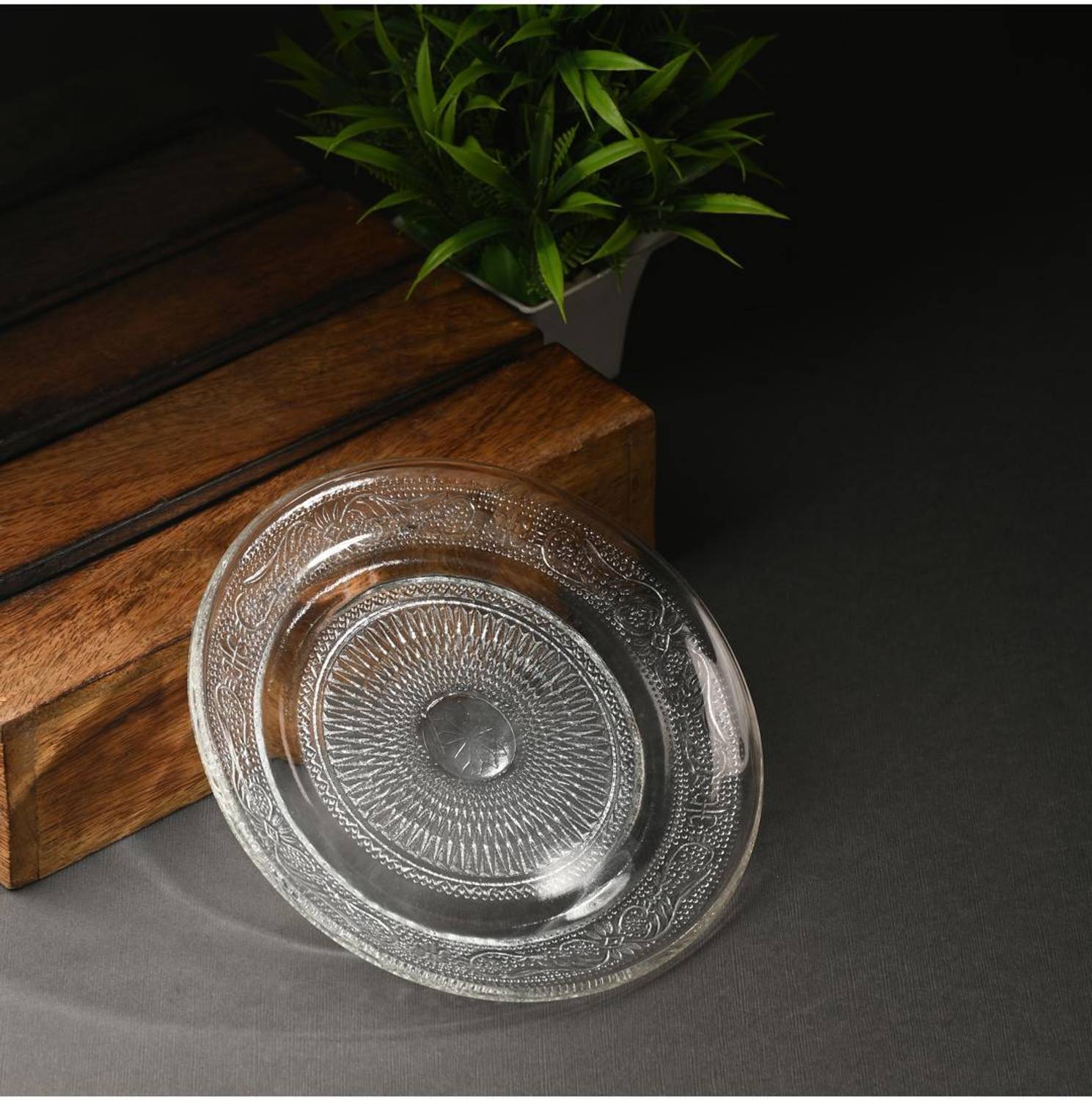 1st Time Designer Glass Dinner, Lunch, Snack Serving Plate, Pack Of 1 Dinner Plate