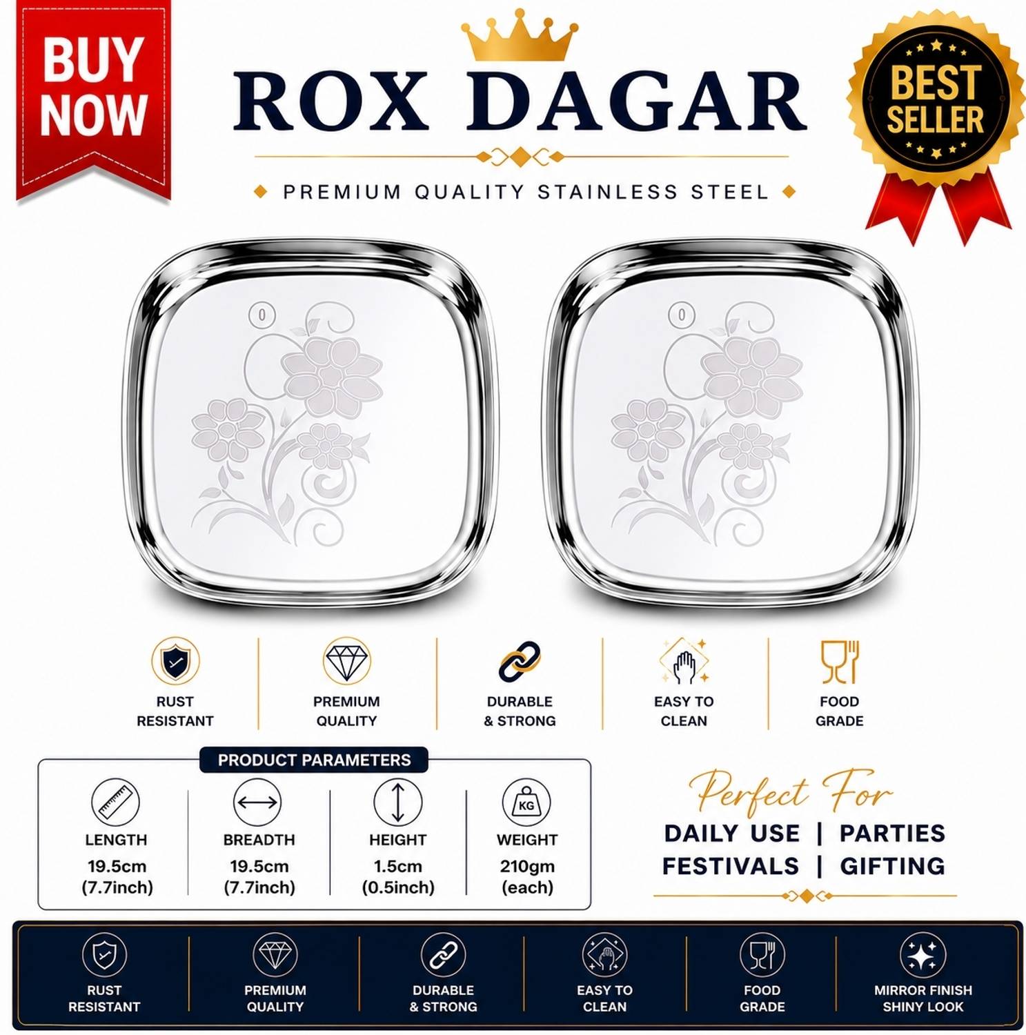 ROX DAGAR Plate 7.7inch Tray — Storage Containers & Jars