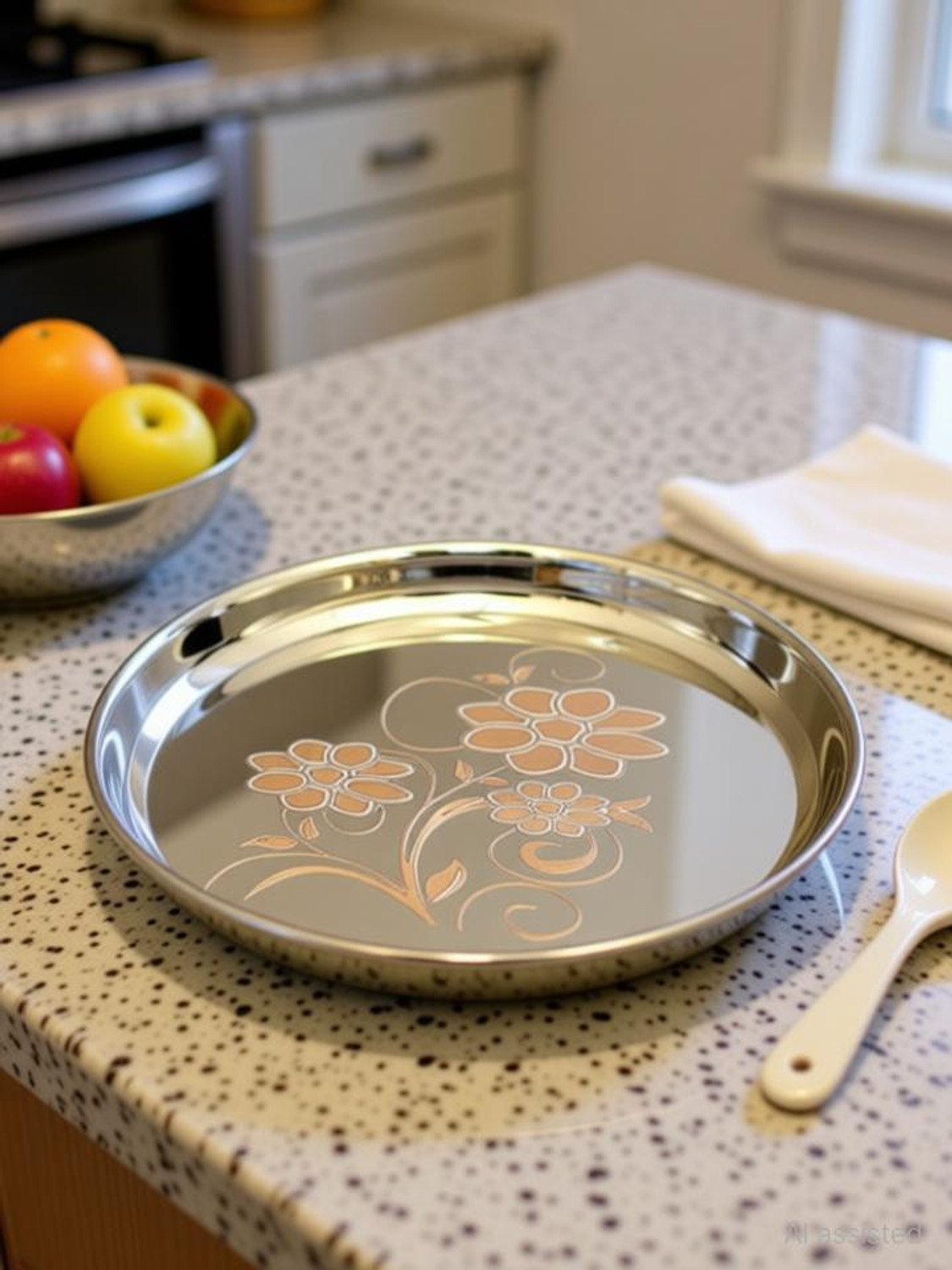 Image of BZILO Stainless Steel Pack Of 6 Plain Full Dinner Deep Thali Mirror Glossy Finish C9 Dinner Plate
