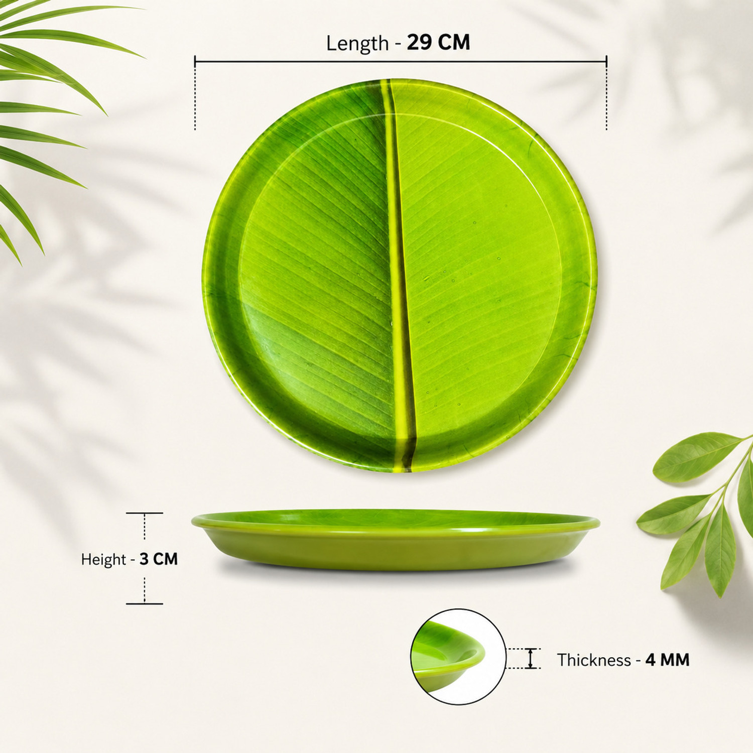 Image of Noman Banana Leaf Dinner Serving Melamine Platter Plate Dinner Plate