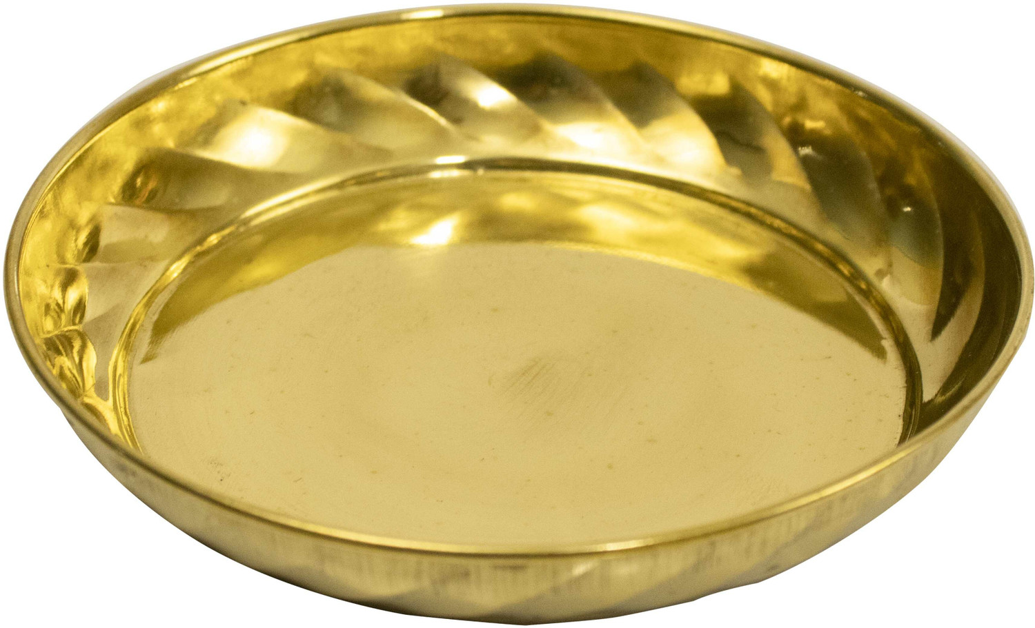 Image of Spillbox Brass Diya Oil Lamp plate for Home Temple Puja Articles Decor Gifts-Ram plate Sectioned Plate